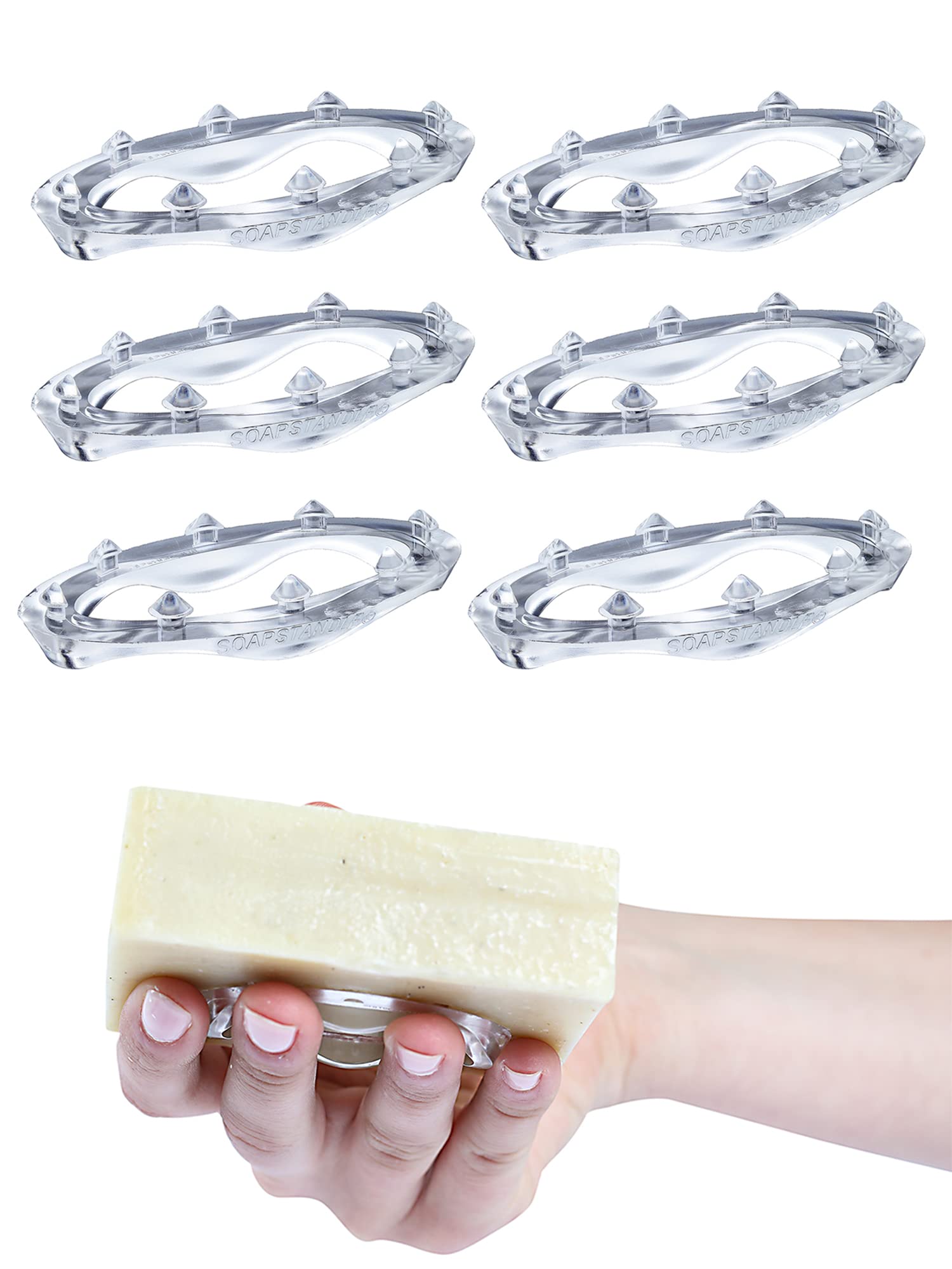 Soapstandle Bar Soap Grip No Goo Or Mess Soap Holder For Bath And Showers 6 Pack, Clear