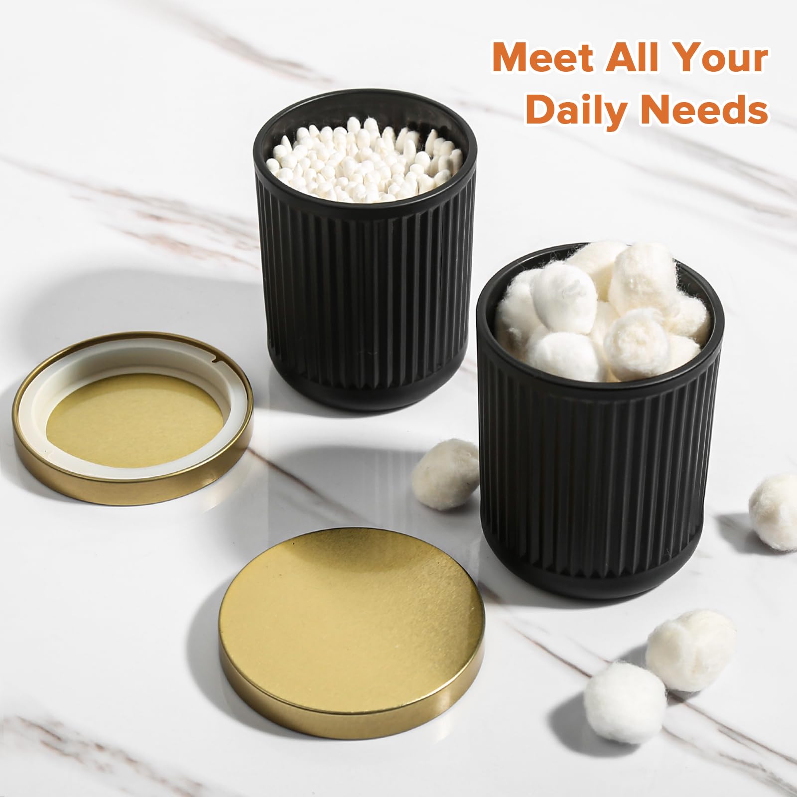 Rytoxilo Matte Black And Gold Bathroom Accessories Set, 4 Pack Glass Bath Accessory Sets Complete, Ribbed Soap Dispenser And Too