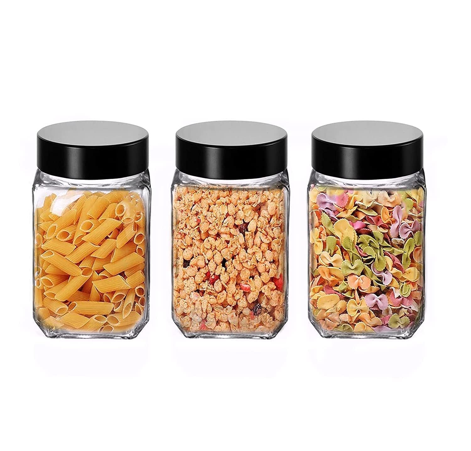 Vency Piramal Glass Cubical Square 300Ml Transparent Glass Jars & Containers For Kitchen Pantry, Snacks, Masala, Pickles, Dry Fr