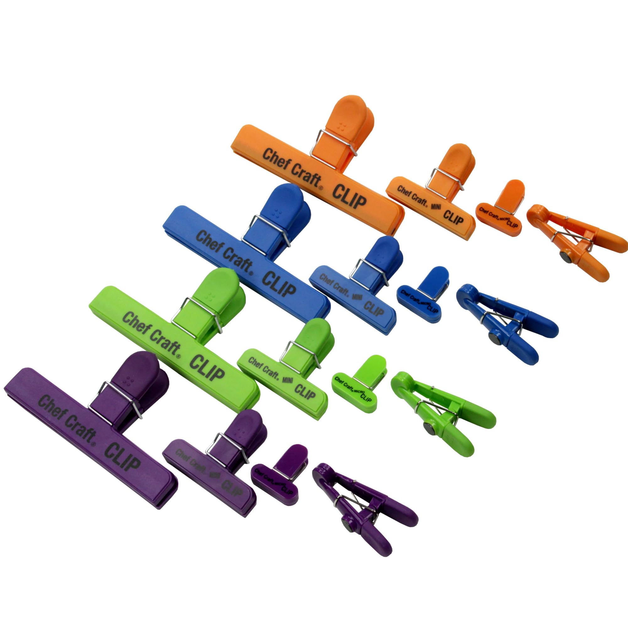 Chef Craft Select Plastic Bag Clip, 16 Piece Set, Green/Blue/Orange/Purple