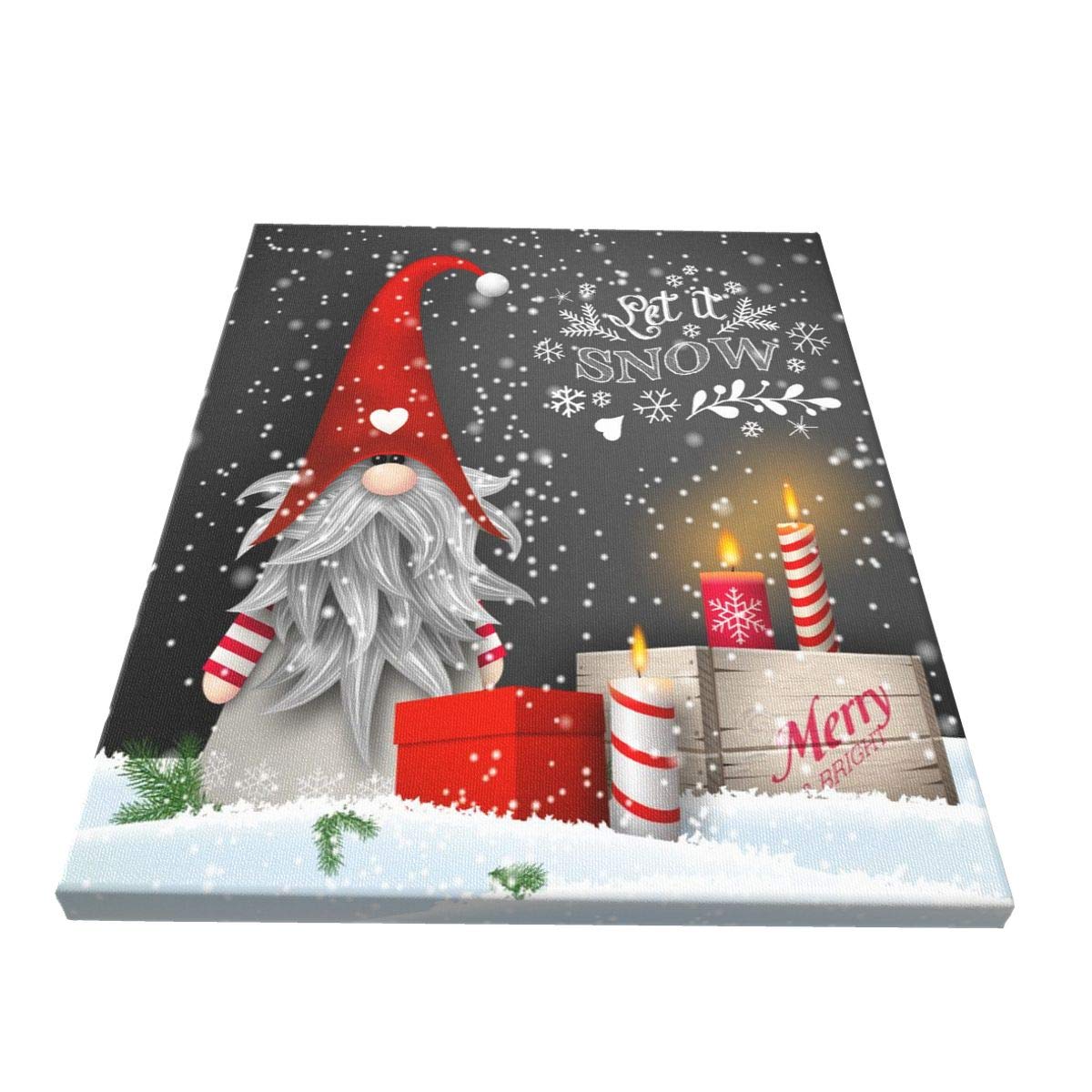 Ouqiuwa 16'' X 12'' Merry Christmas Gnome Xmas Gifts Winter Snowflakes Canvas Wall Art Print Unframed Gallery Wrap Home Decor Pi