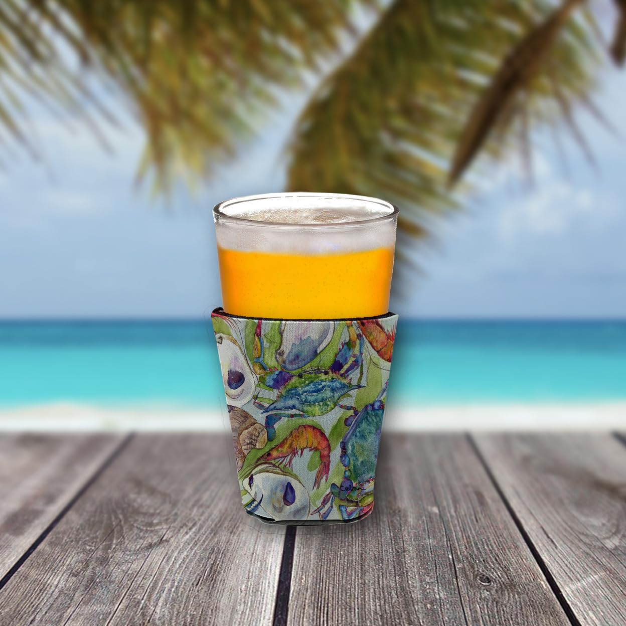 'Crab   Shrimp and Oysters Red Solo Cup Beverage Insulator Hugger''