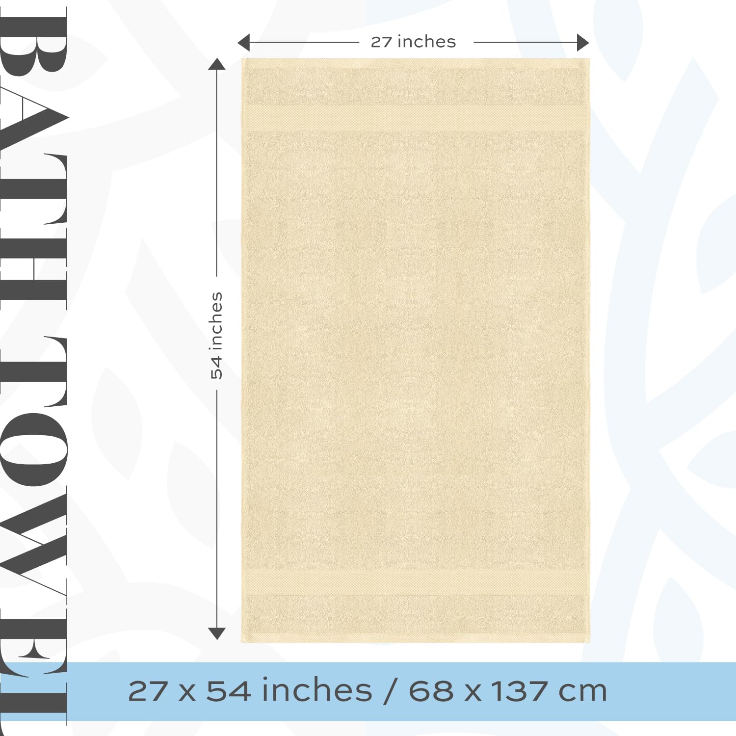 Luxury White Bath Towels Large - 100% Soft Cotton 700 GSM | Absorbent Hotel Bathroom Towel | 27 inch X 54 inch | Set of 4 | Beige