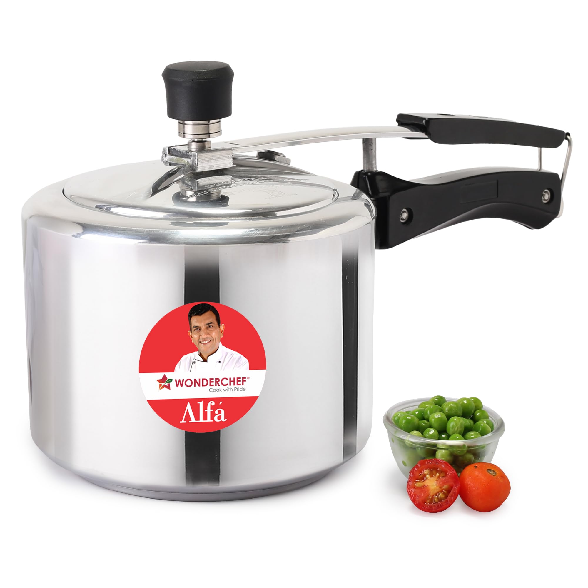 Wonderchef Alfa Aluminium Inner Lid Pressure Cooker | 3 Litre | Sauting, Steaming, Frying, Boiling, Pressure Cooking | Induction