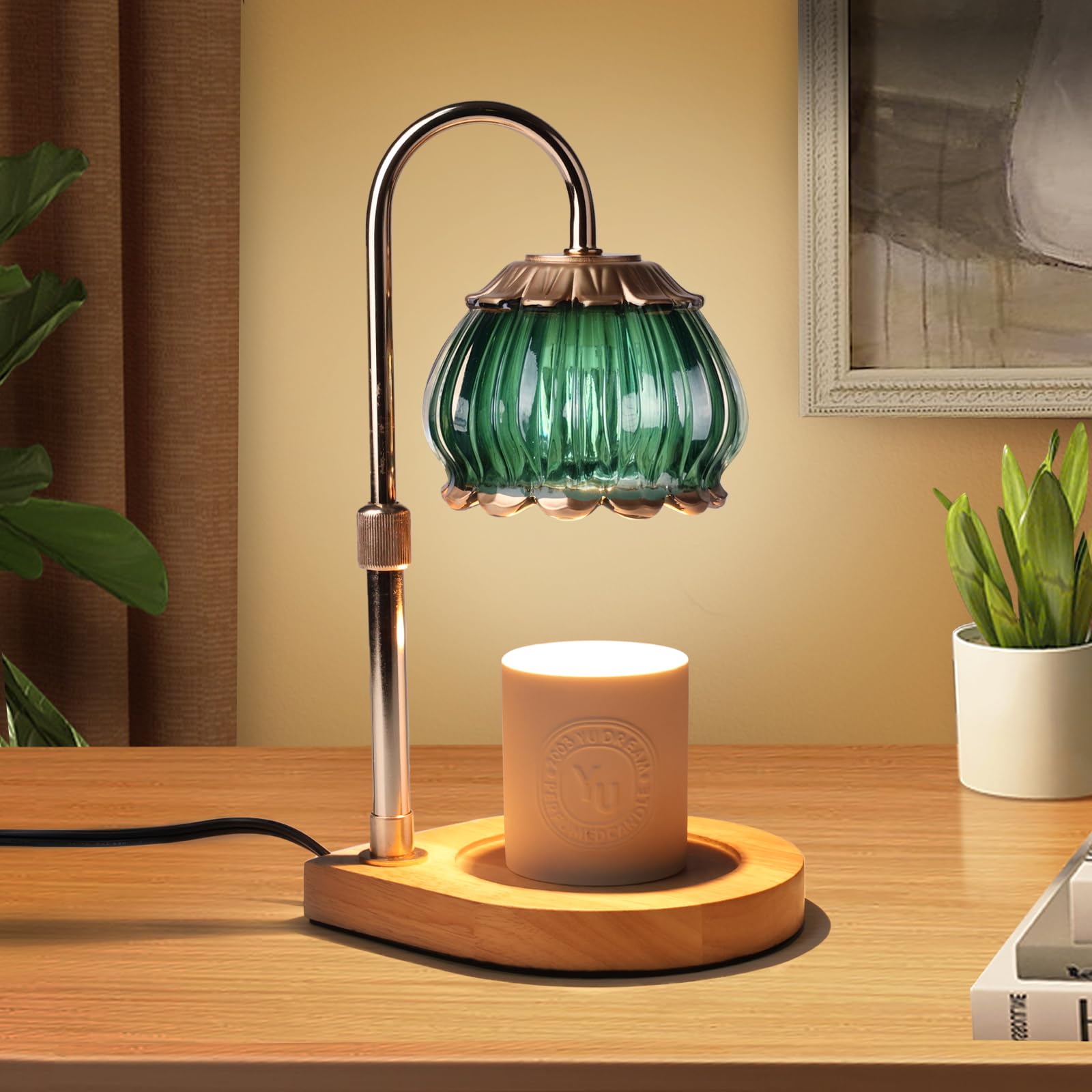 Candle Warmer Lamp with Timer,Dimmable Candle Warmer Light Adjustable Height Warmer Glass Lantern, Gifts for Women House Warming