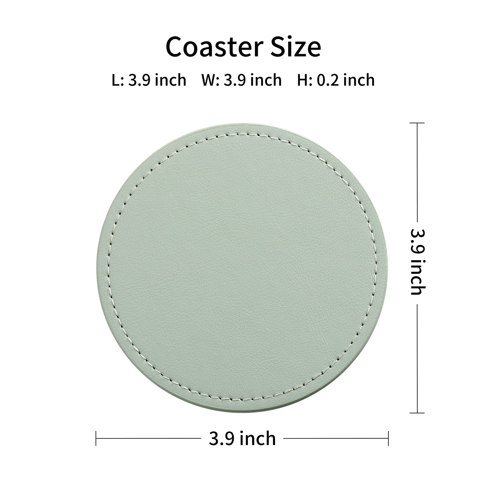 Casegrace Drink Coasters With Metal Holder Stand Set Of 6, Pu Leather Absorbent Coasters With Cork Base Table Coaster Set Decora