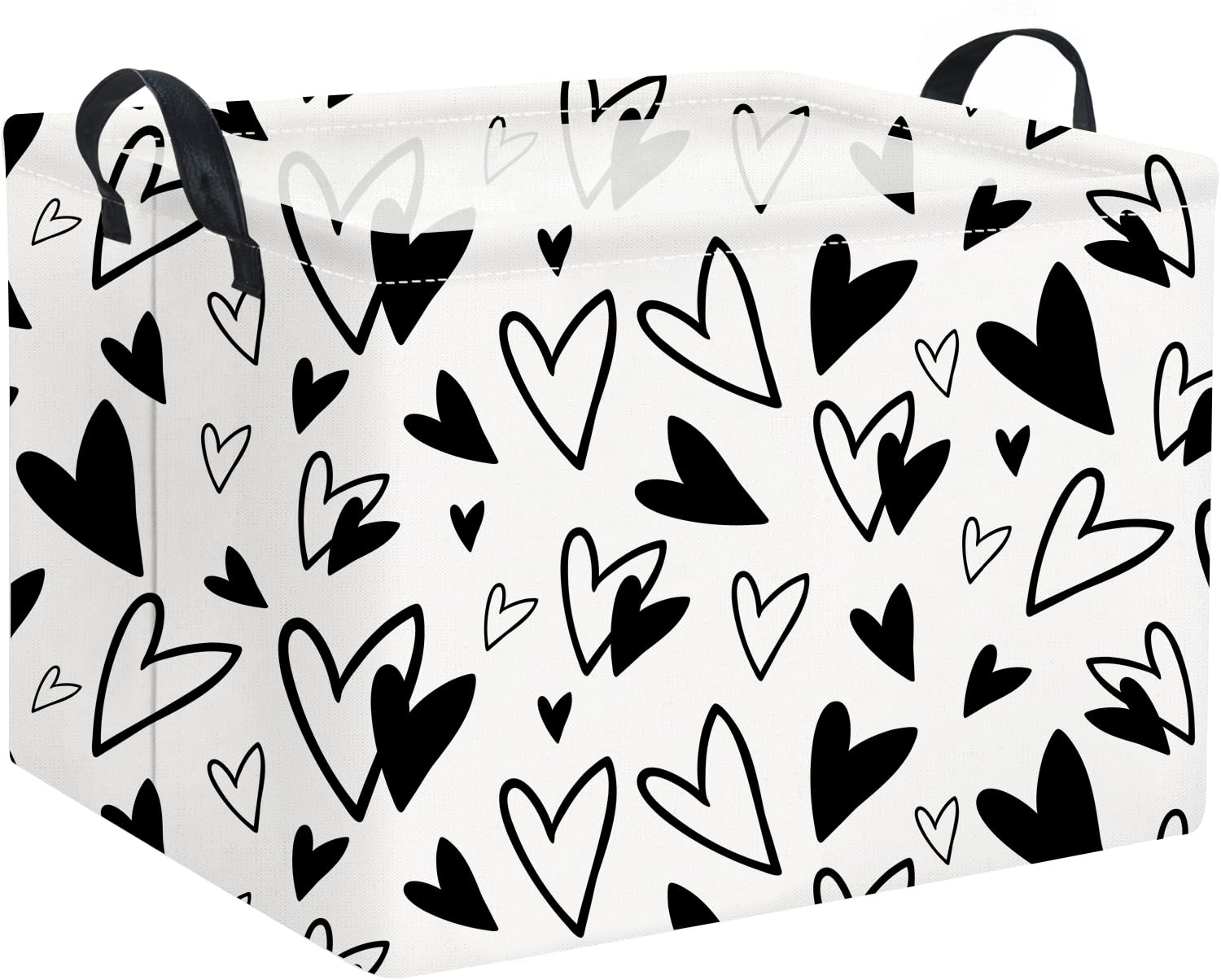 TIBAOLOVER Rectangular Kids Storage Bin Gift Basket Baby Organizer Shelf Book Basket Room Decor (Love Heart)