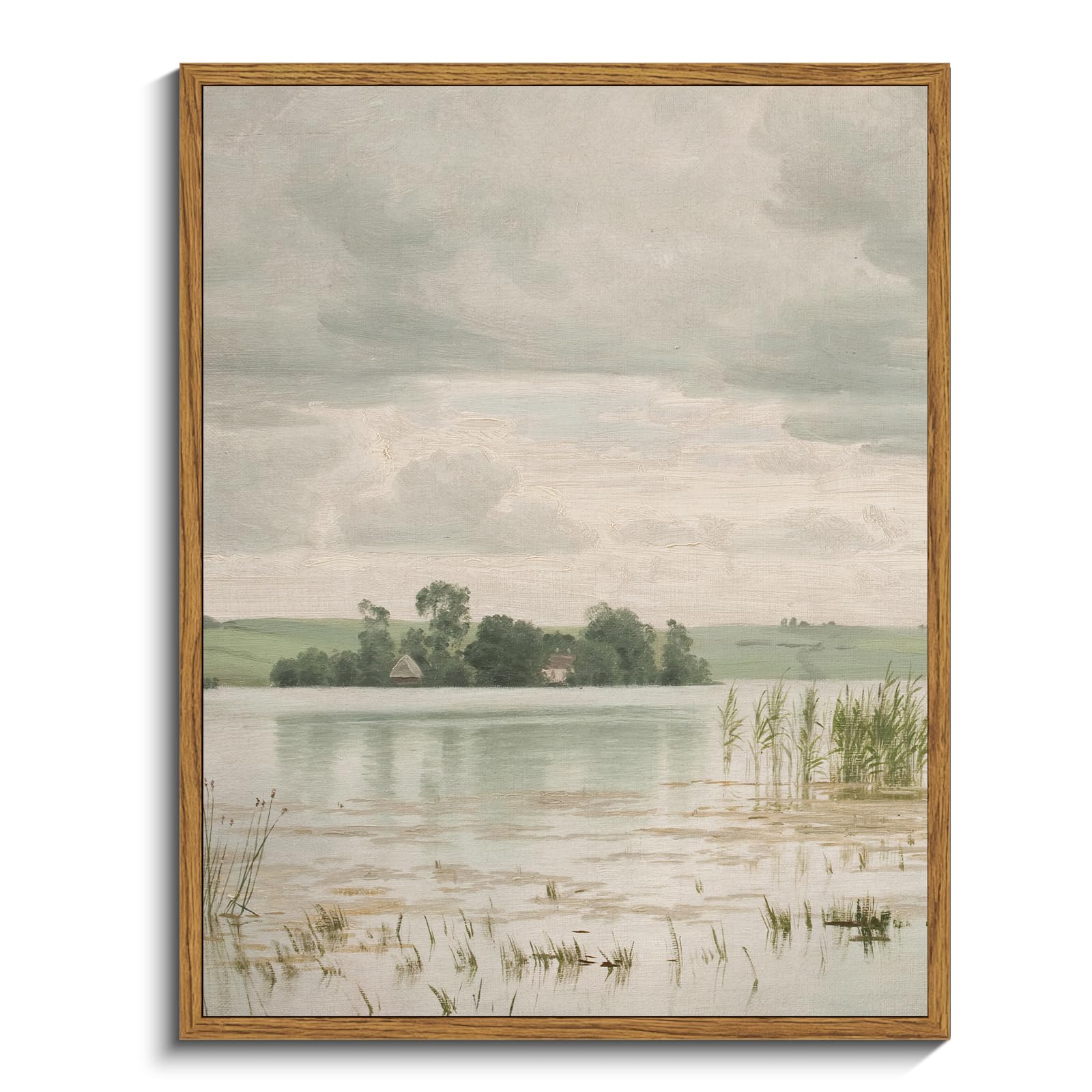 Insimsea Framed Canvas Prints Art Vintage Decor, Esrum Lake Oil Paintings Pictures For Bedroom, Nature Wilderness Art Work Wall