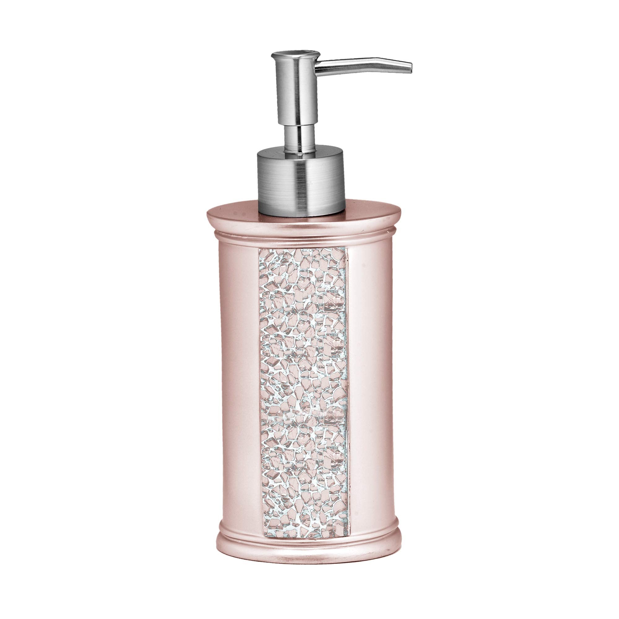 Zahari Home Sinatra Soap Dispenser/Lotion Pump Unique Design Bling Glass Mosaic D  Cor, Blush