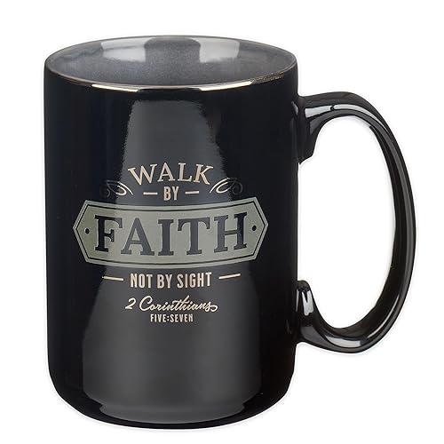 Christian Art Gifts Large Ceramic Bible Verse Coffee & Tea Mug For Men: Walk By Faith - 2 Corinthians 5:7 Inspirational Scriptur