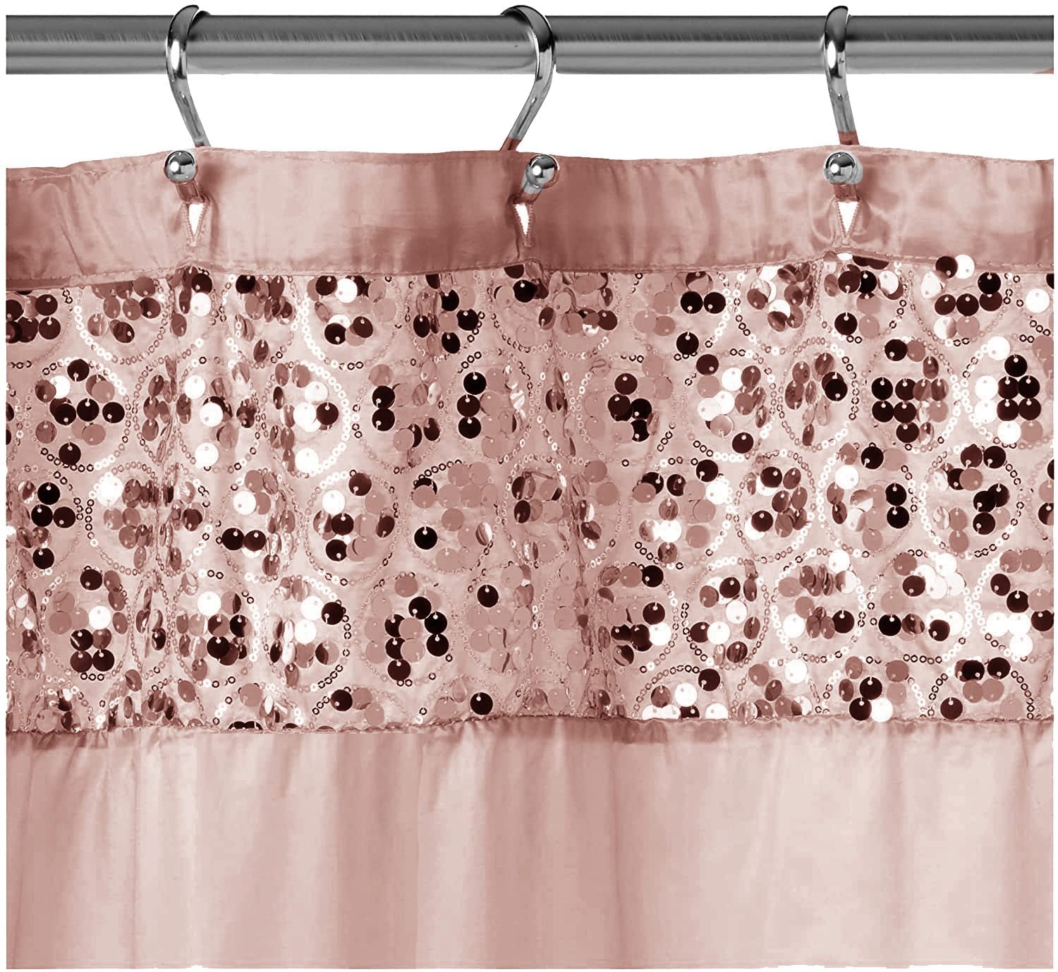 Zahari Home 13pc Sinatra Bathroom Shower Curtain Set Blush Shower Curtain & 12 Shower Curtain Hooks Luxury Fabric Shower Curtain Unique Design Bling Blush Shower Curtain Set
