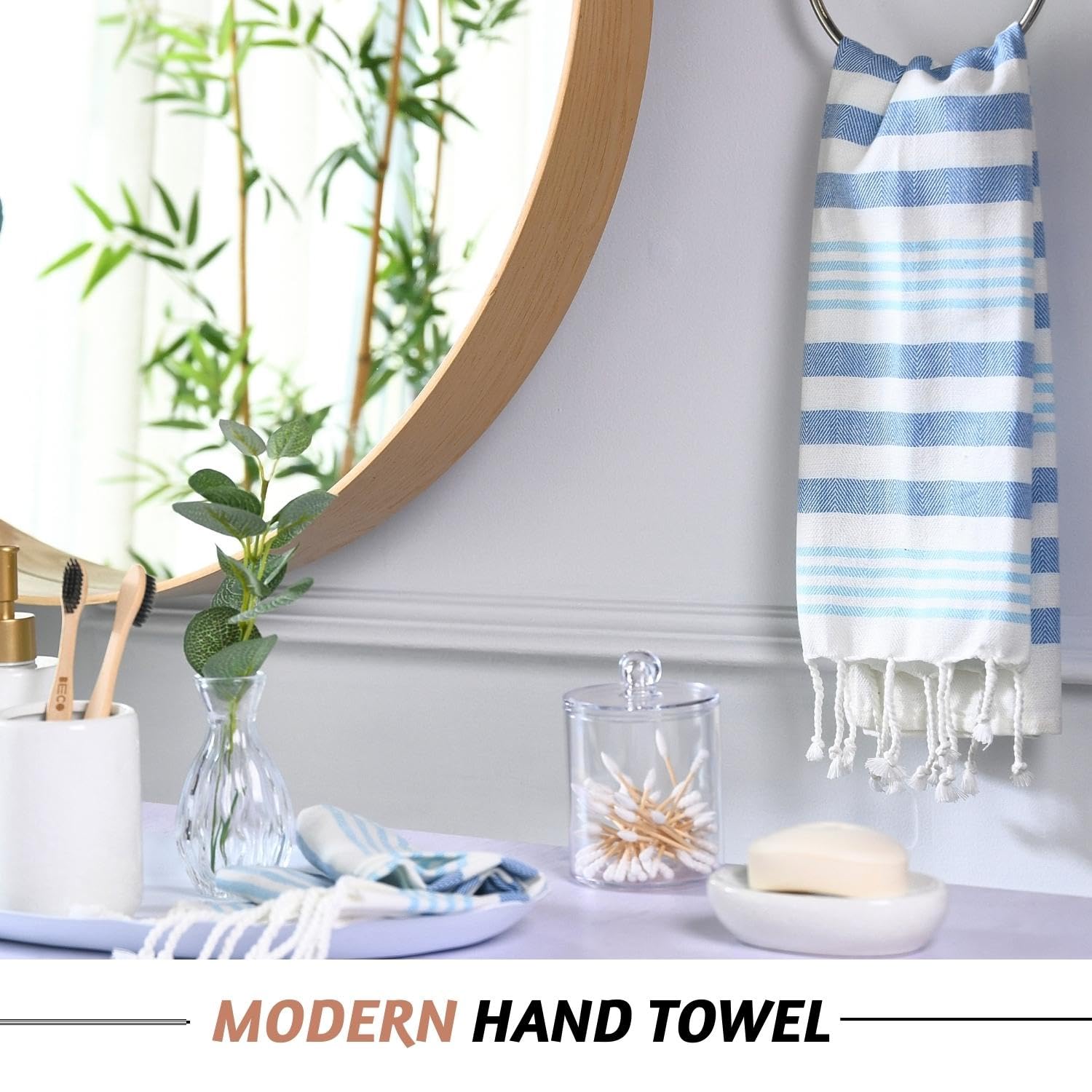 Folkulture Hand Towels For Bathroom, Set Of 2 Decorative Hand Towels With Hanging Loop, 100% Cotton Turkish Hand Towels Set Or B