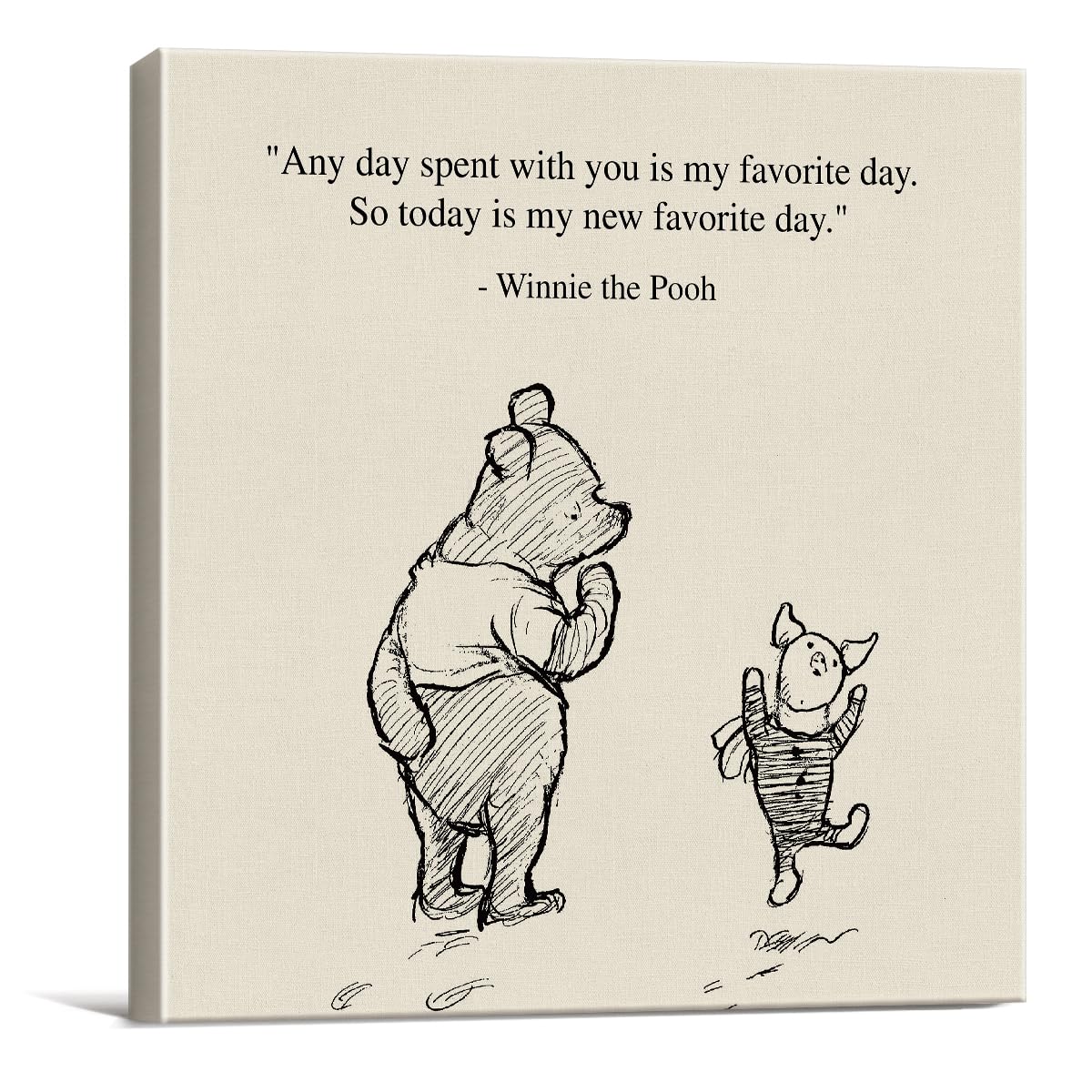 Classic Winnie The Pooh Quote Wall Art Decor Retro Any Day Spent With You Is My Favorite Day Sayings Canvas Painting Pictures Fr