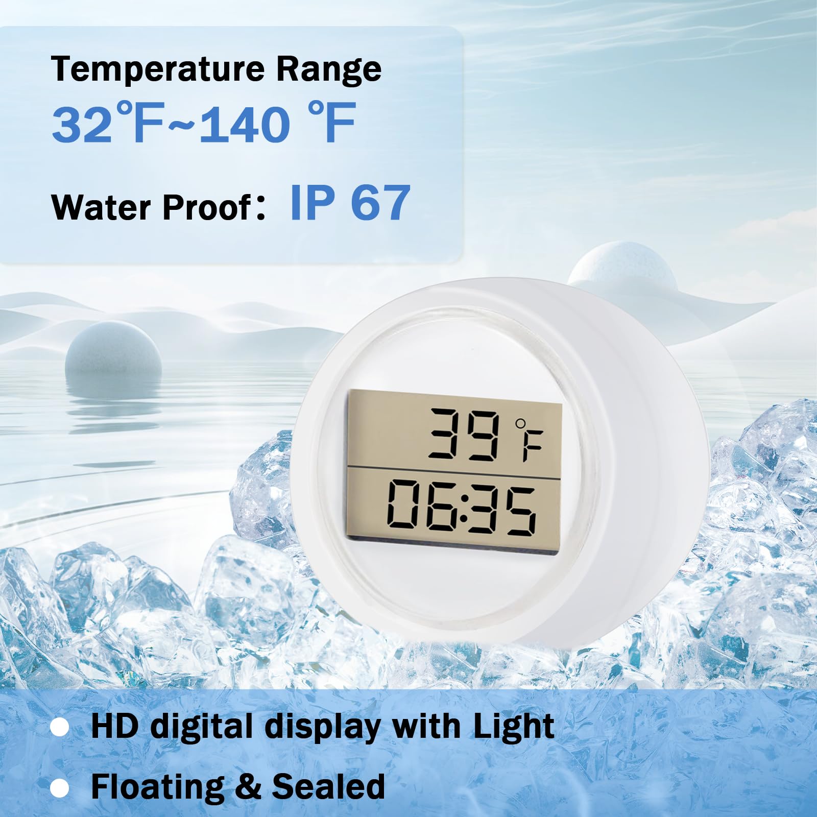 Ice Bath Thermometer Timer, Floating Thermometer For Ice Bath, Waterproof Ip67, Cold Plunge Thermometer & Timer, Ice Bath Cold P