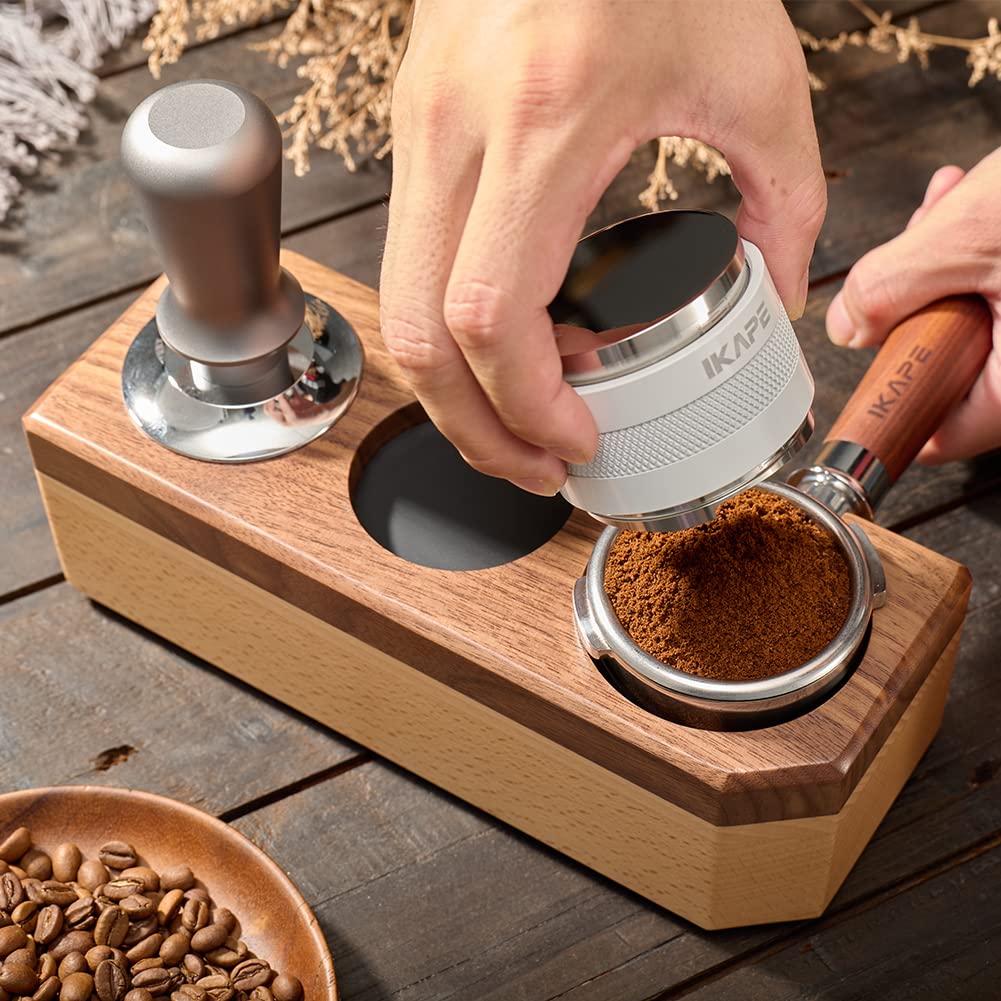 Tamping Station Wood Tamper Station Espresso Tamper Stand Anti-Slip Wooden Tamper Holder Station For 51/54/58Mm Portafilters, Ta