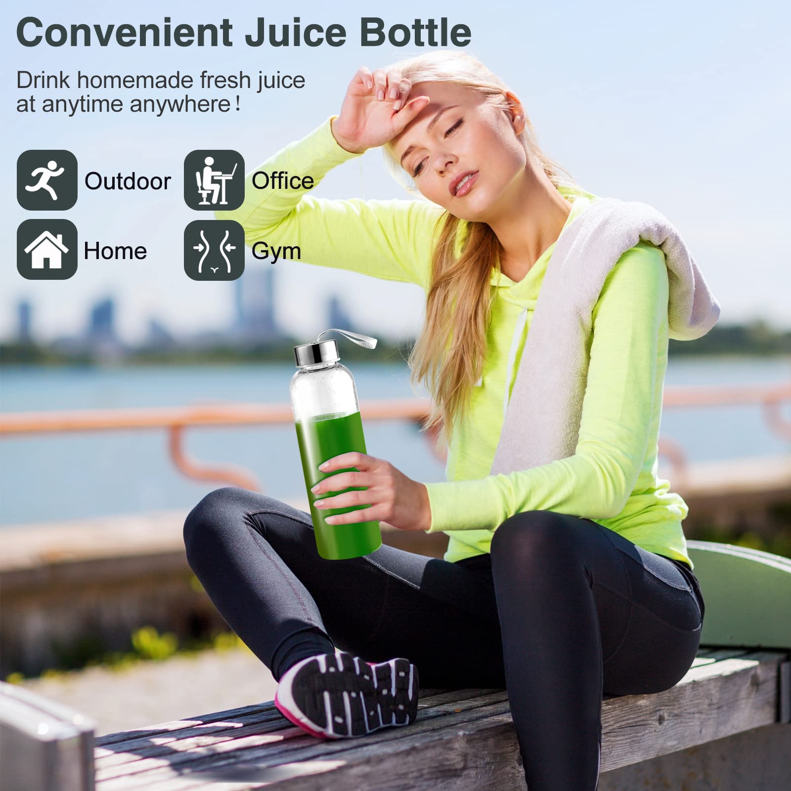 Juicer Machines, Amzchef Slow Cold Press Juicer With 2 Speed Modes, Travel Bottles(500Ml),Easy To Clean Brush & Quiet Motor For