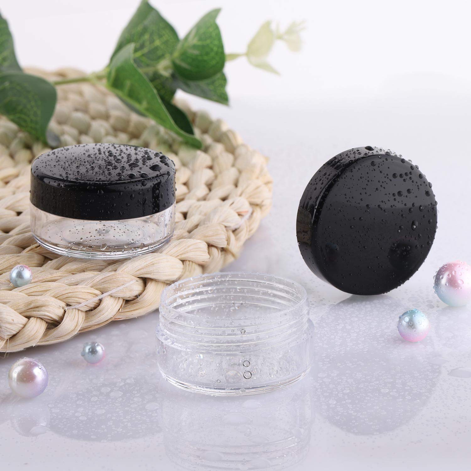 100 Pieces 10G Small Containers With Lids Plastic Jar Cosmetic Jars Empty Makeup Sample Containers Lip Balm Containers - Black