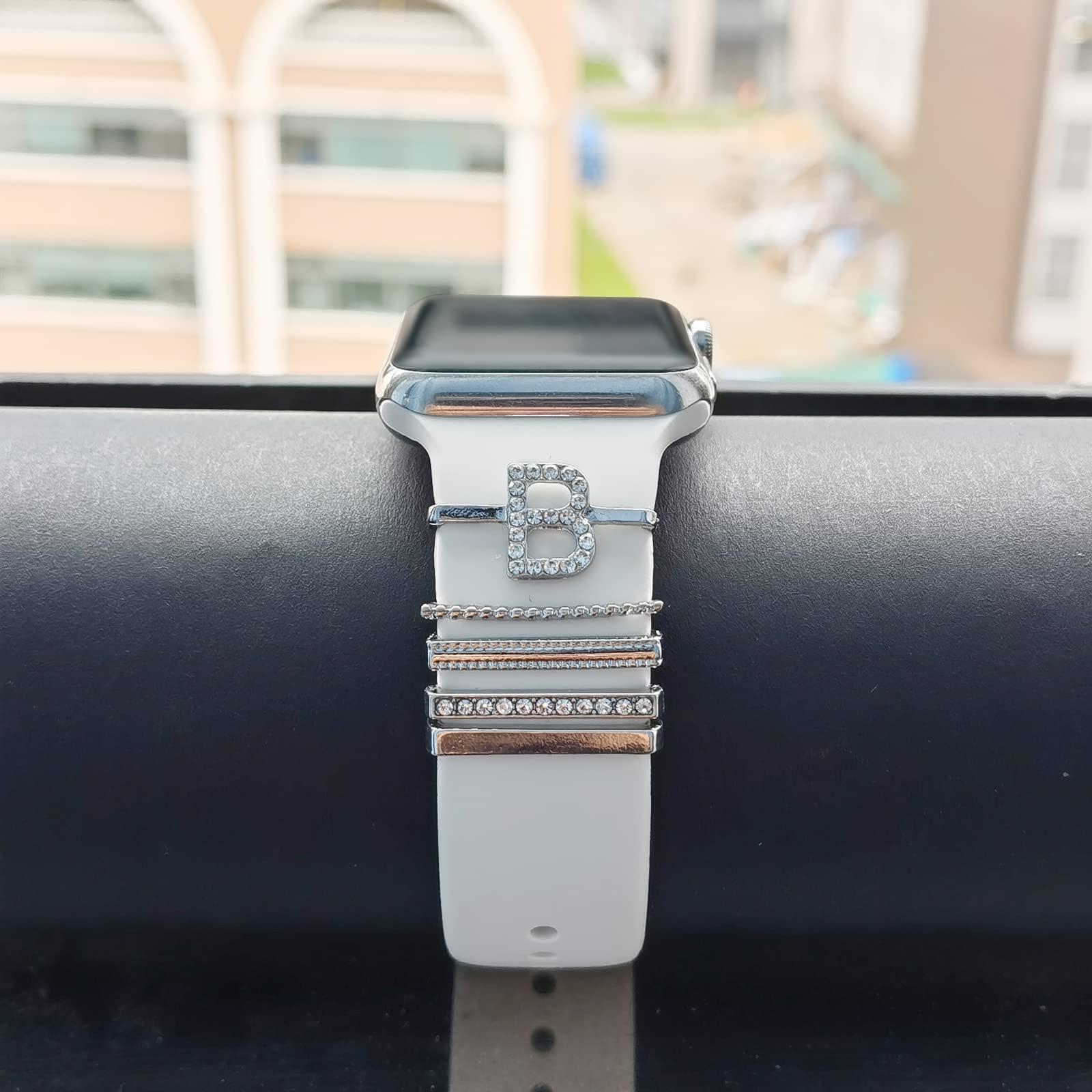 5Pcs Charms For Apple Watch Band 41Mm 45Mm 40Mm 44Mm Women,Diamondmetal Jewelry Decorative Ring Loops For Iwatch Series 8 7 6 5