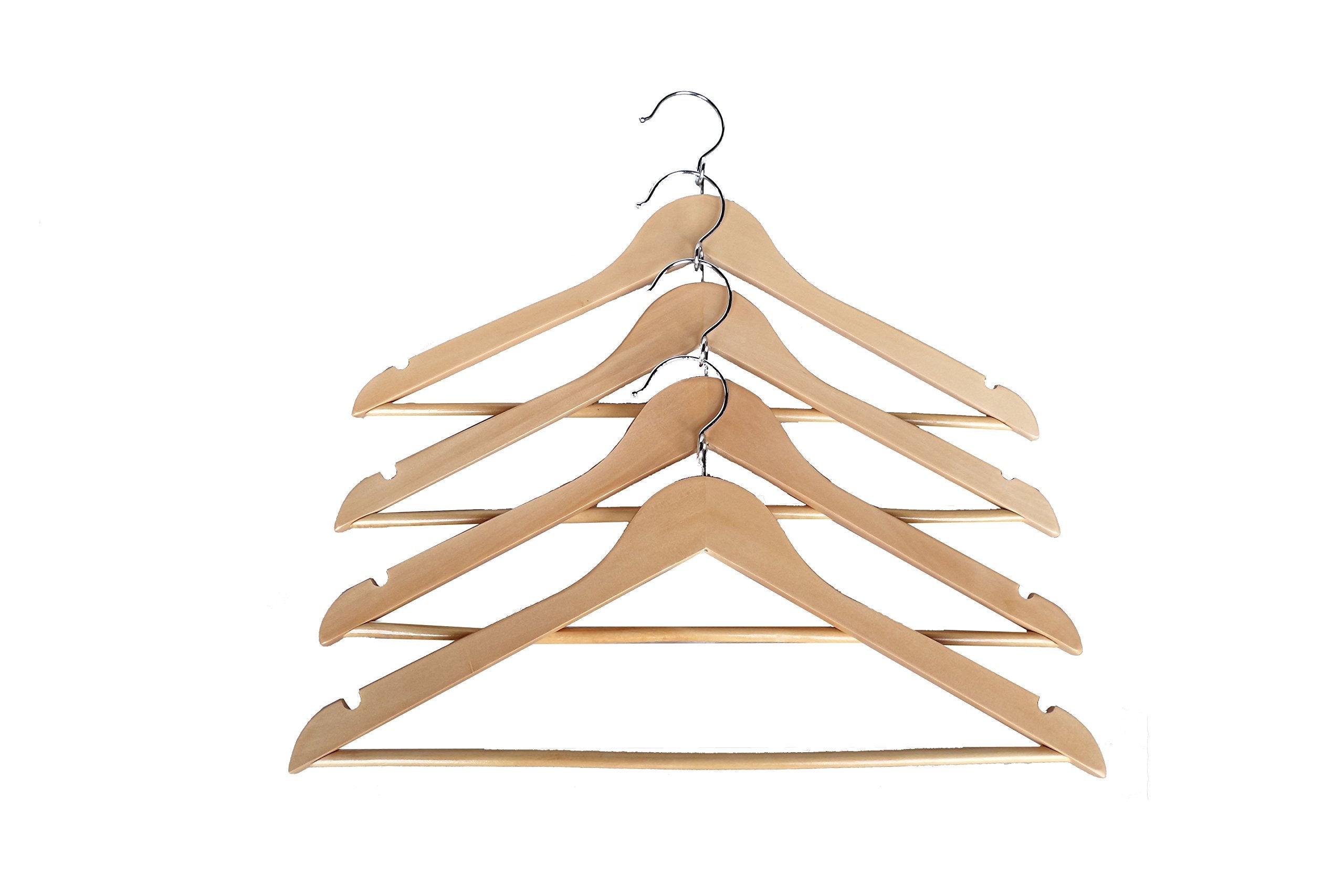 Proman Products Ksa9030 Kascade Wooden Hangers 50 Pack, Unique Ring Design, Space Saving Pants Clothes Hanger With Pants Bar And