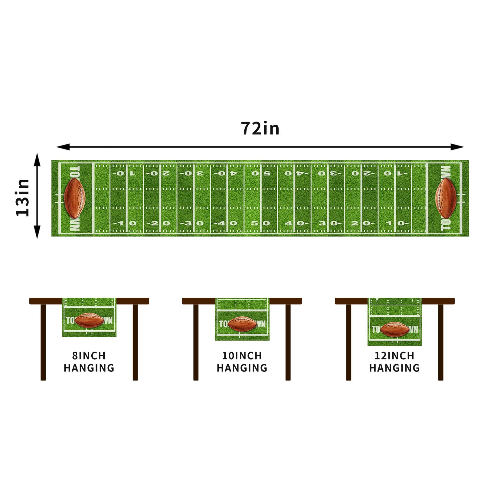 Football Table Runner Football Field Tablecloth Football Party Decorations And Supplies For Home Kitchen Table-13  72''