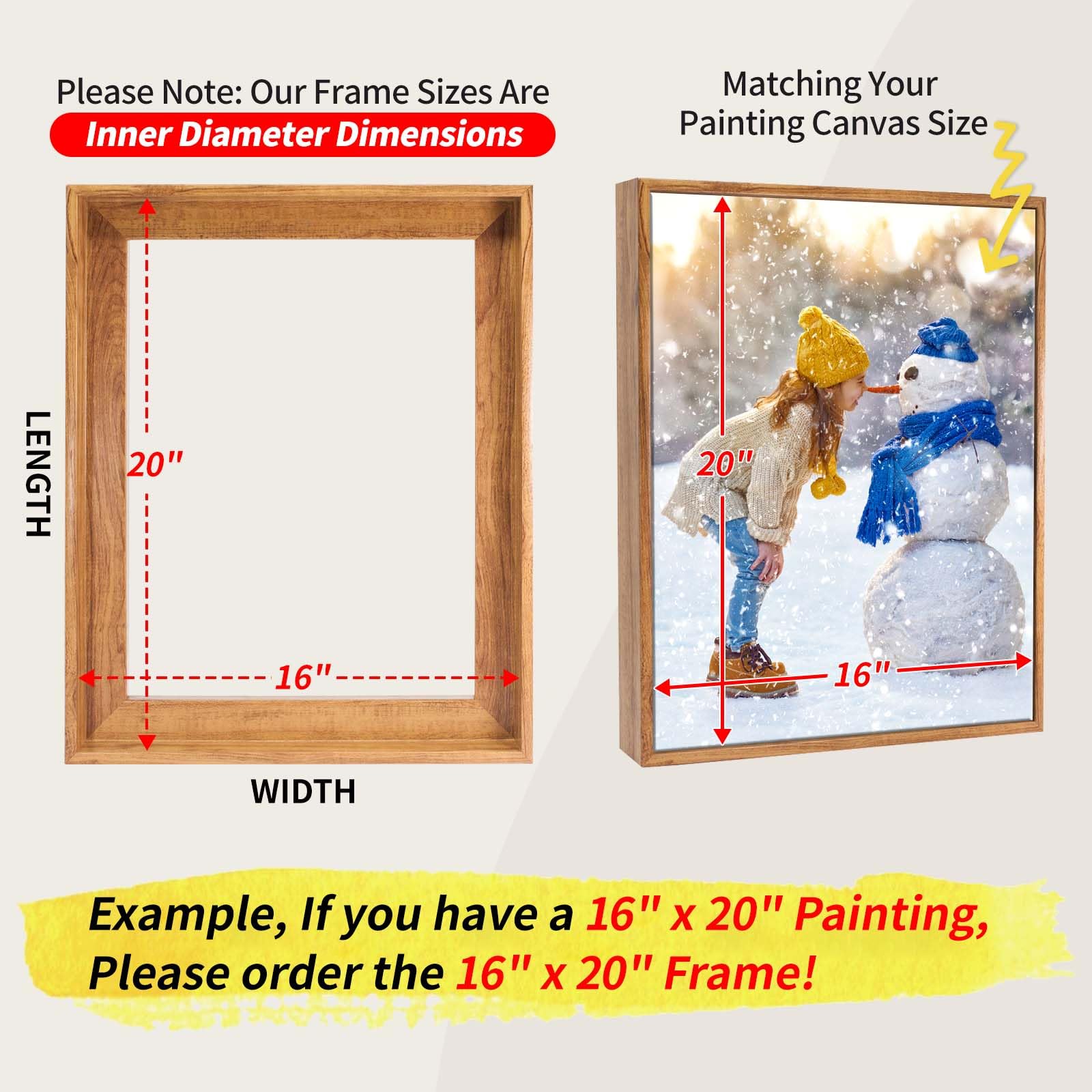 Sunwes Canvas Floater Frames, Canvas Floating Frame Canvas Frame Wall Art Decor For 1 1/4 Inches Deeps Custom Size Finished Remo
