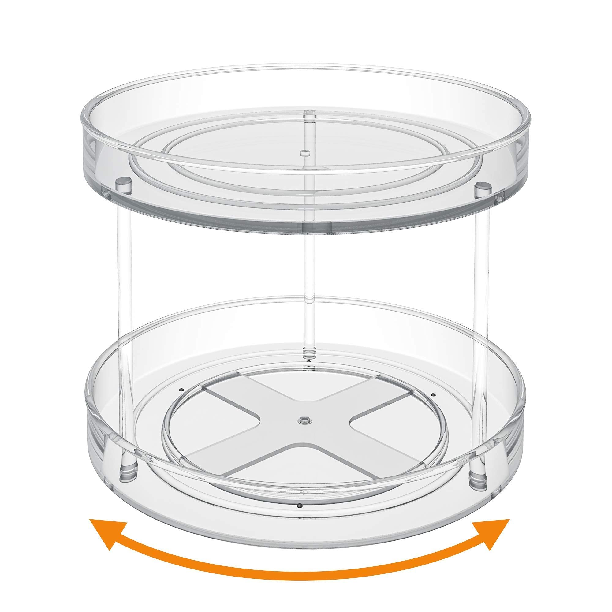 Vaehold 2 Tier Lazy Susan Turntable Spice Rack Organizer For Kitchen Cabinet, Farmhouse Tiered Tray Decorative Trays For Fruit,