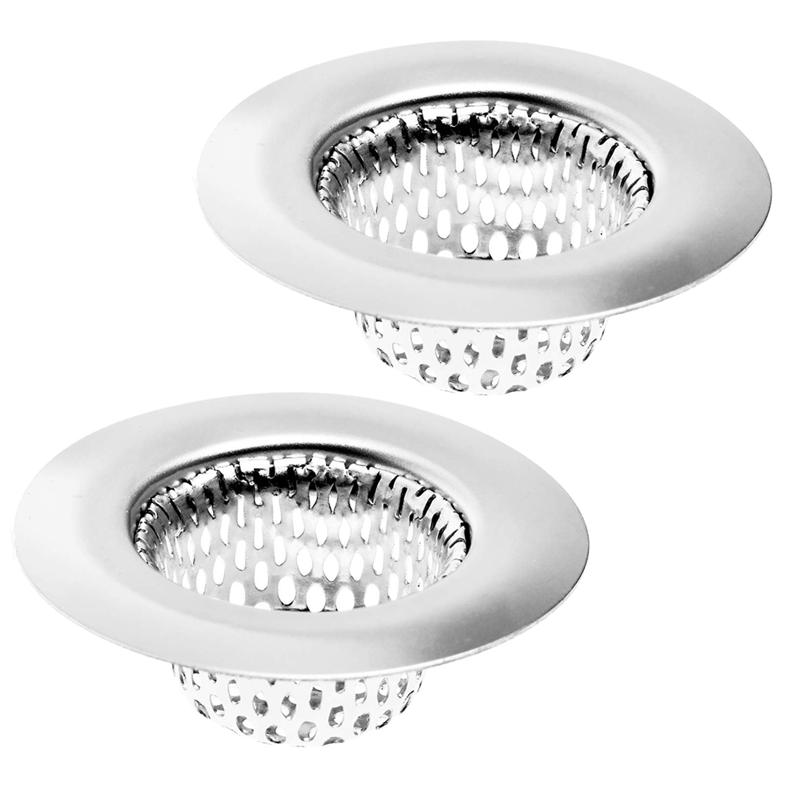 2 Pack - 2.25'' Top / 1'' Basket- Sink Strainer Bathroom Sink  Utility  Slop  Laundry  RV and Lavatory Sink Drain Strainer Hair Catcher. Stainless Steel - Hilltop Products