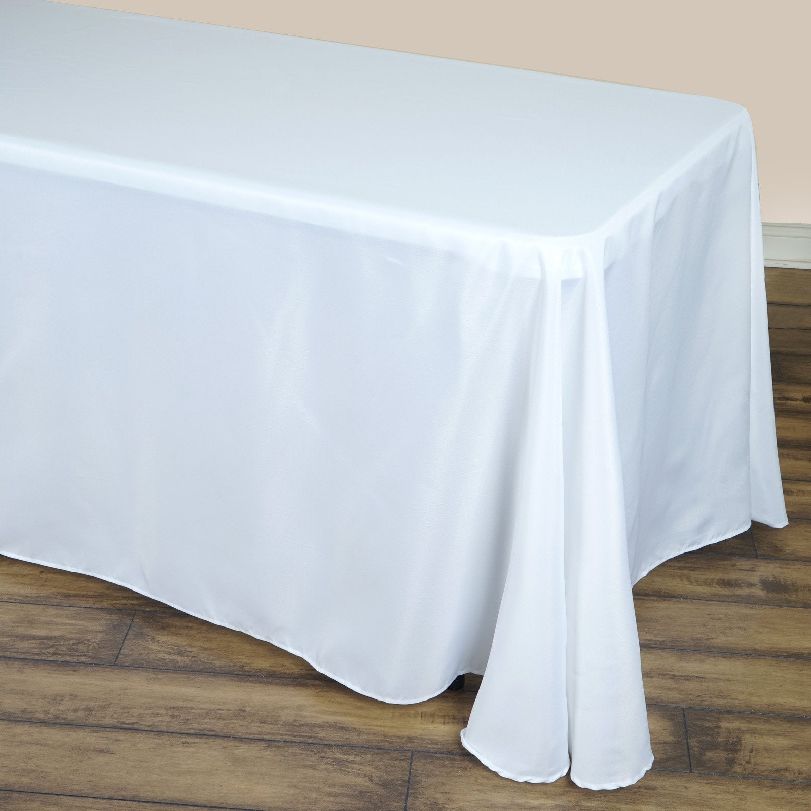 Balsacircle 90X132-Inch White Rectangle Polyester Tablecloth Table Cover Linens For Wedding Party Events Kitchen Dining