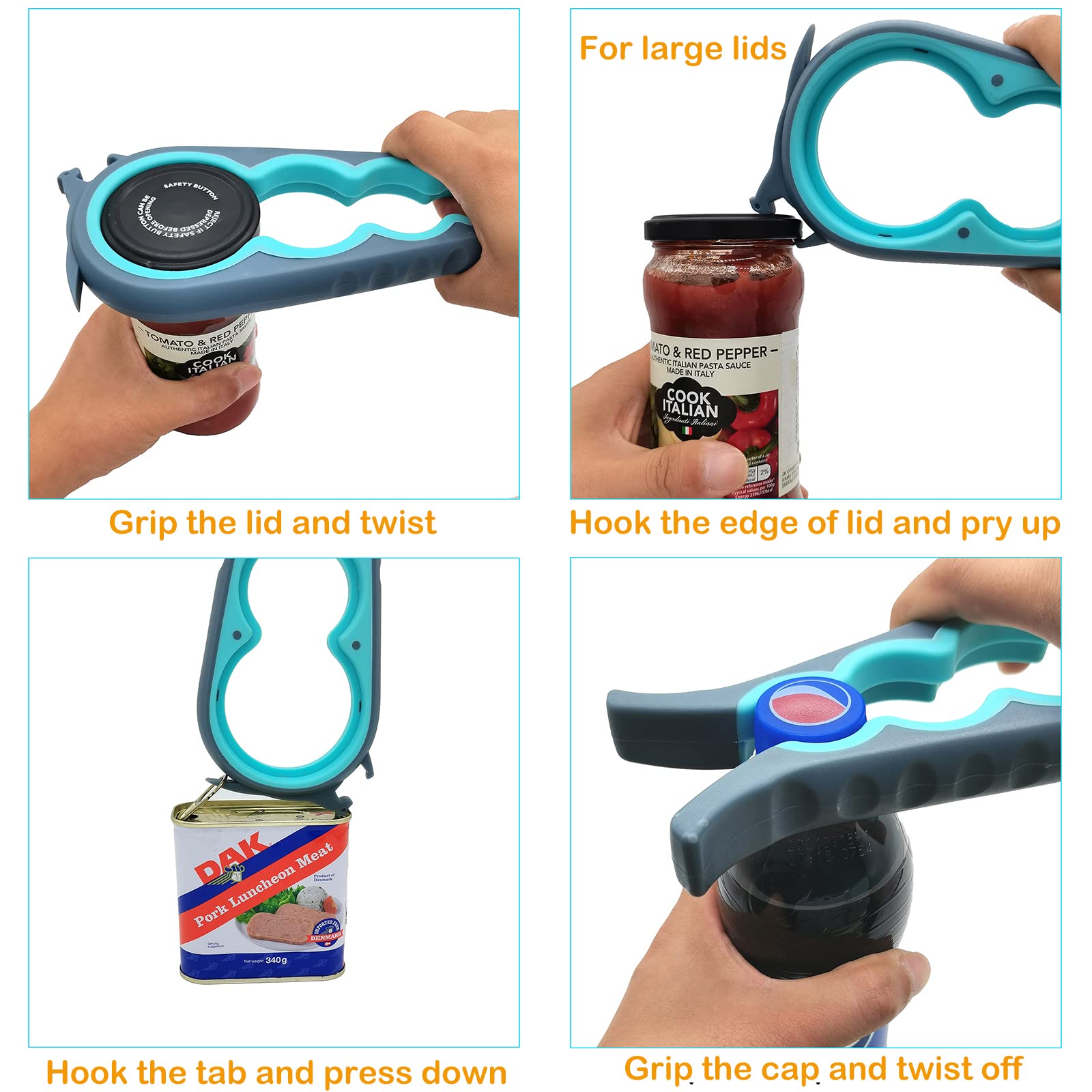 Latest Jar Opener And 5 In 1 Bottle Opener With Rubber Jar Gripper Pad Ideal For Seniors With Arthritis Weak Hands
