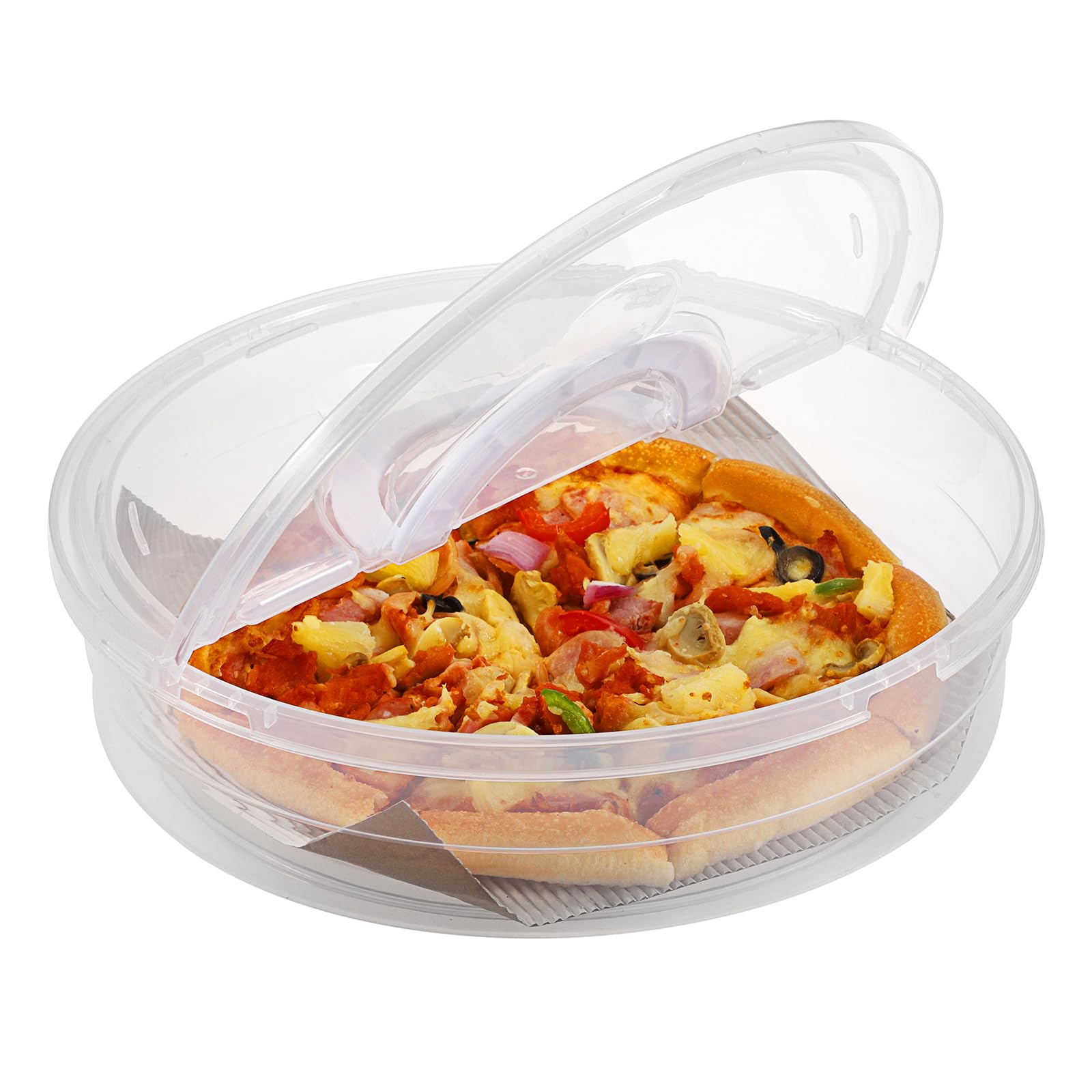 Btsky Clear Plastic Pizza Container With Lid And Handle 12 Inch Round Pie Carrier With Lid Portable Pizza Keeper Reusable Food S
