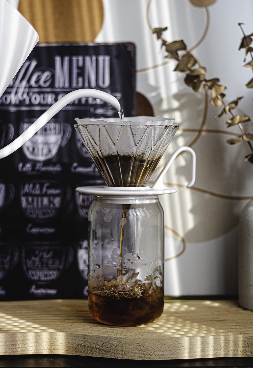 Elephantnum Hero Petal Glass Coffee Dripper V60 Barista Pour Over Hand Drip Brewer Pink