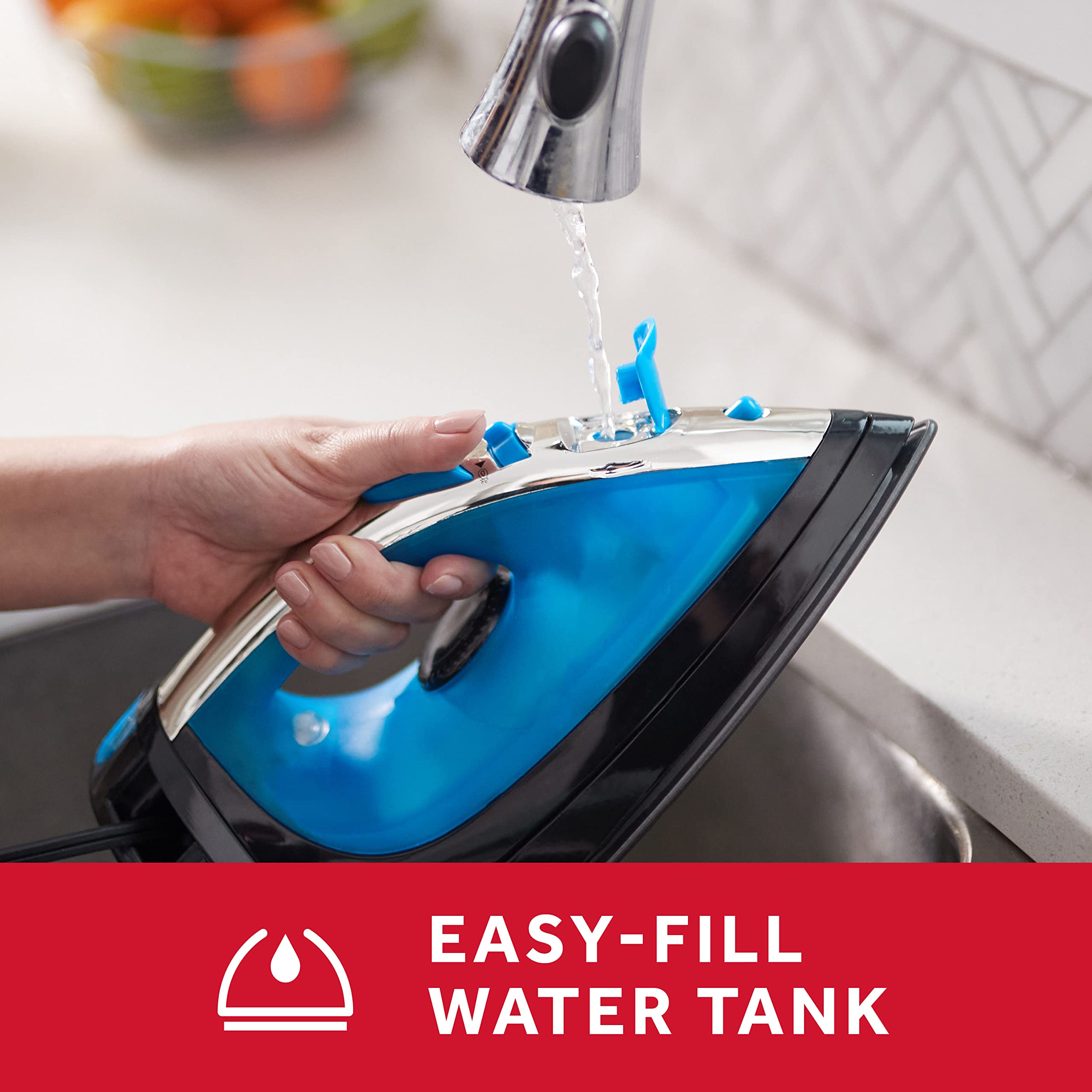 Sunbeam Steammaster Steam Iron, 1400 Watt, Large Anti-Drip Stainless Steel Nonstick Soleplate With 8' Retractable Cord, Horizont