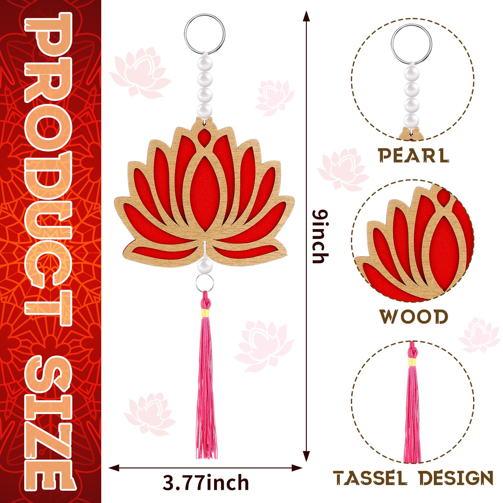 Wonderjune 10 Pcs Lotus Decorations for Pooja Diwali Floral Wall Hanging Garlands for Temple Decor Indian Pooja Wood Decoration