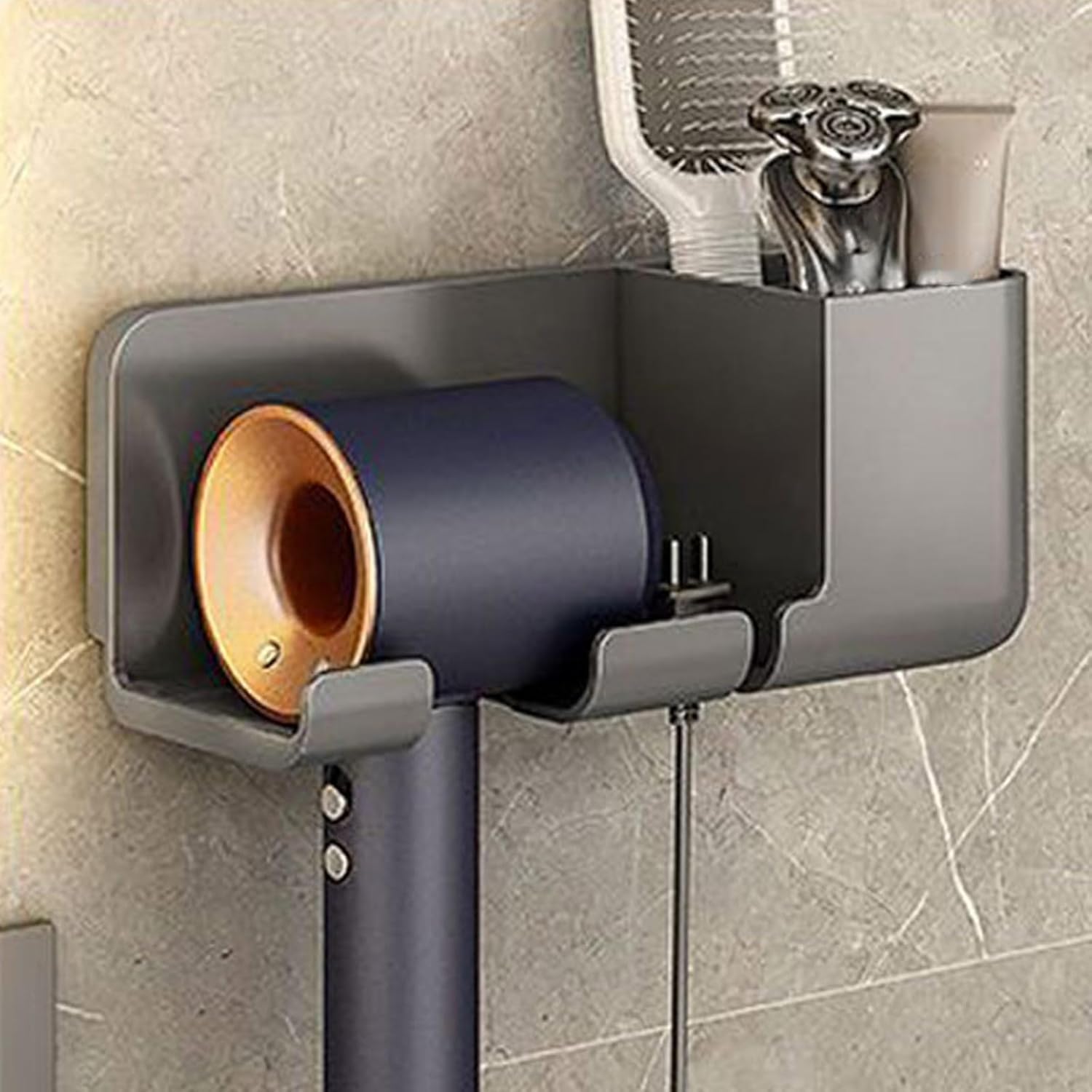 Gion Hair Dryer Stand Holder For Wall, Wall Mounted Hair Dryer Rack, Blow Dryer Holder, Hair Dryer Rack & Hair Styling Care Tool