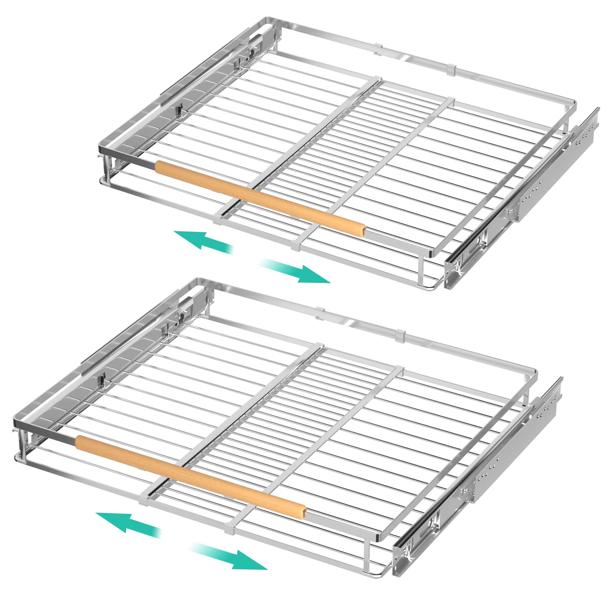 Ipegtop 2 Pack Pull Out Cabinet Drawer Shelf Organizer, Extendable Sliding Slide Out Pantry Shelves Storage Heavy Duty For Kitch