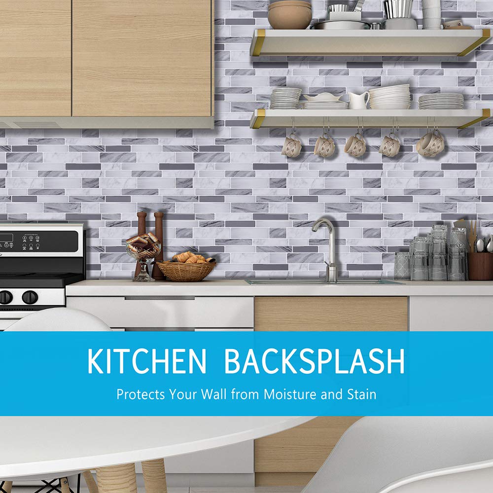 Vamos Tile 10-Sheet Peel And Stick Tile Backsplash,12 ''X12 '' Premium Kitchen Backsplash Peel And Stick Tile (Grey)