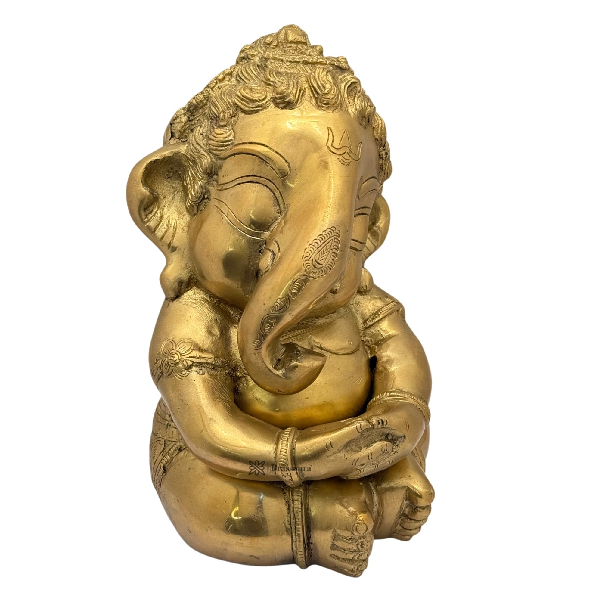 Brassaura Brass Golden Ganesha Statue For Home And Decor Brass Ganesh Murti For Pooja Room Ganpati Idol For Home Entrace Decor G