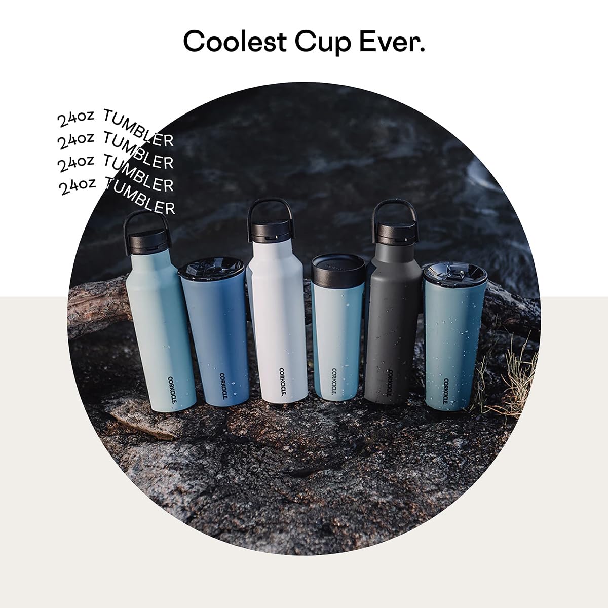 Corkcicle Classic Triple Insulated Coffee Mug With Lid, Dune, 24 Oz - Stainless Steel Travel Tumbler Keeps Beverages Cold 9+Hrs,