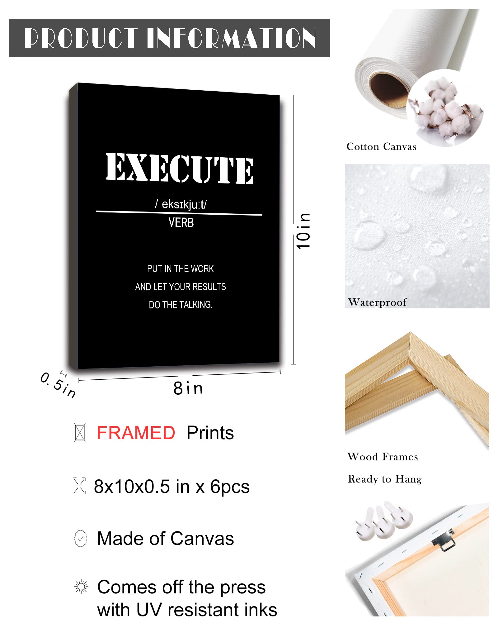 Drsoum Inspirational Office Wall Art - Motivational Quotes For Living Room - Encouraging Canvas Posters For Bedroom - Sayings Fo