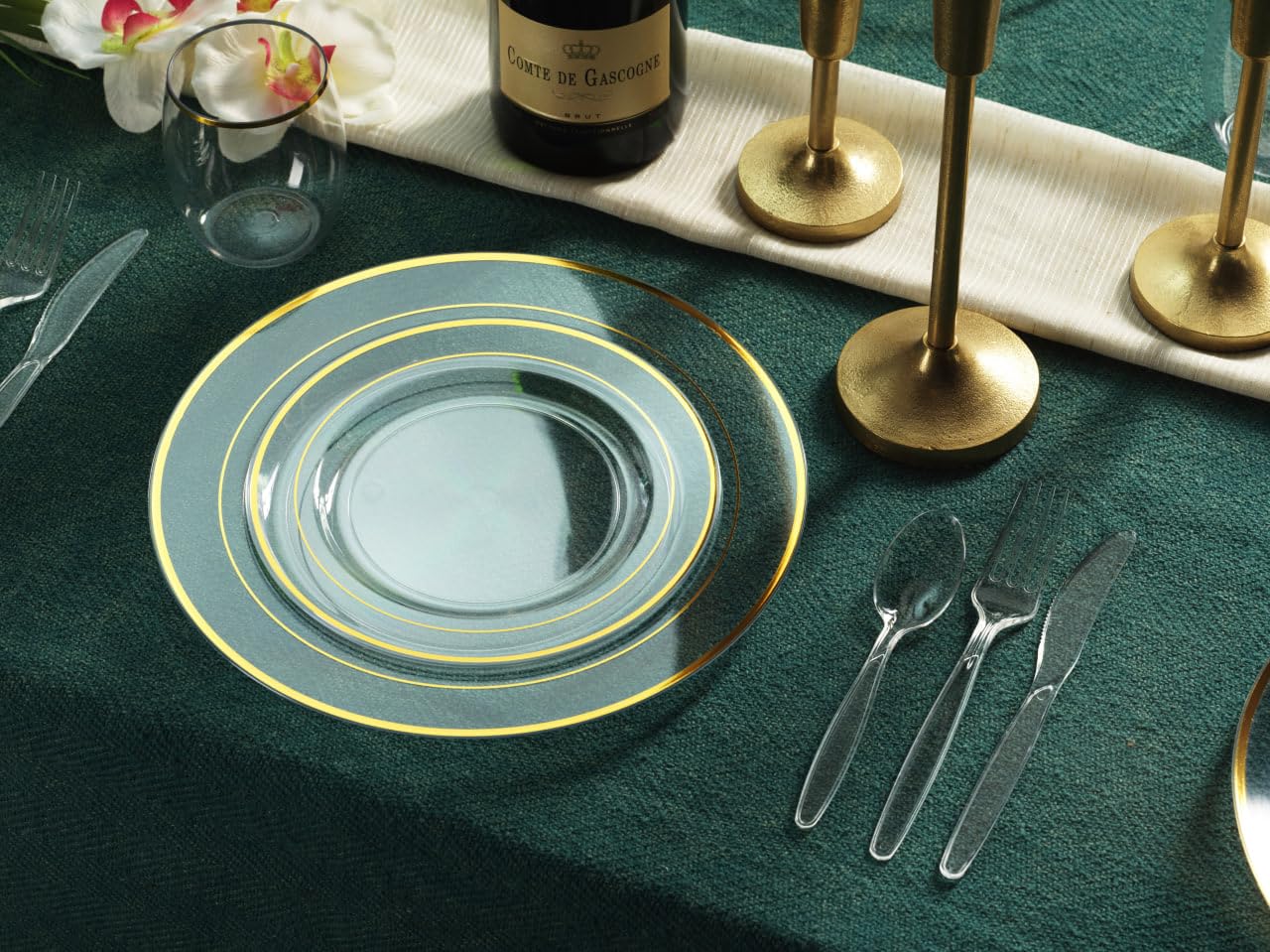 360 Count Plastic Silverware Set, 180 Forks, 180 Spoons, Heavy Duty Bpa Free Disposable Cutlery Set, Premium Clear Plasticware F