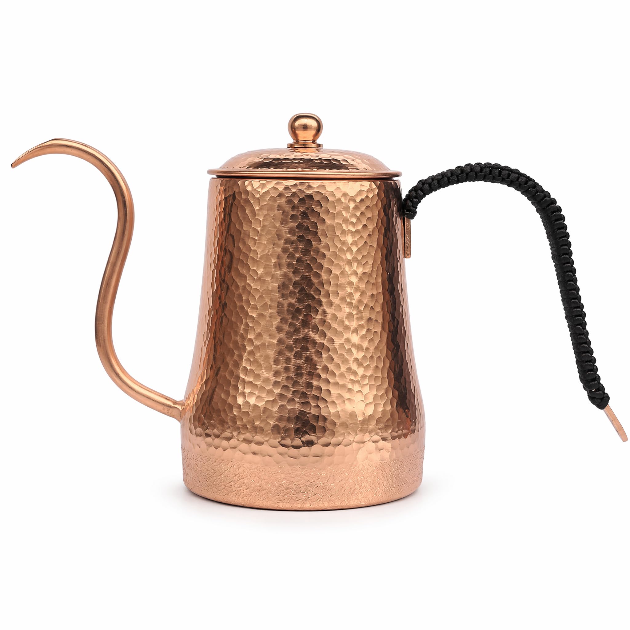 YJX 33.8oz Pure Copper Gooseneck Pour Over Coffee Pot, Coppery Drip Kettle