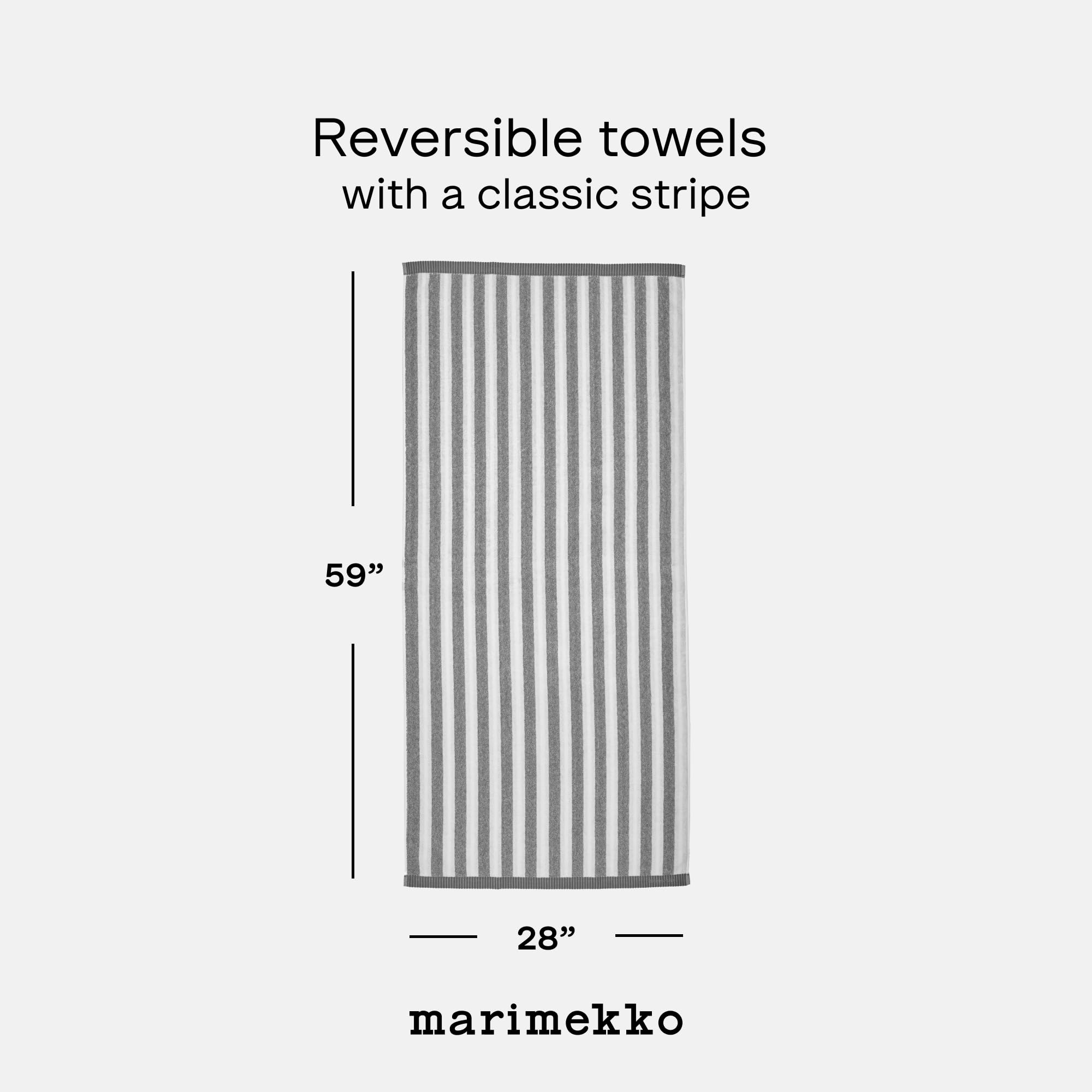 Marimekko Kaksi Raitaa Terry Cotton Bath Towel (Grey) - Nimikko & Ujo Patterned Bath Towels - 59 In X 28 In