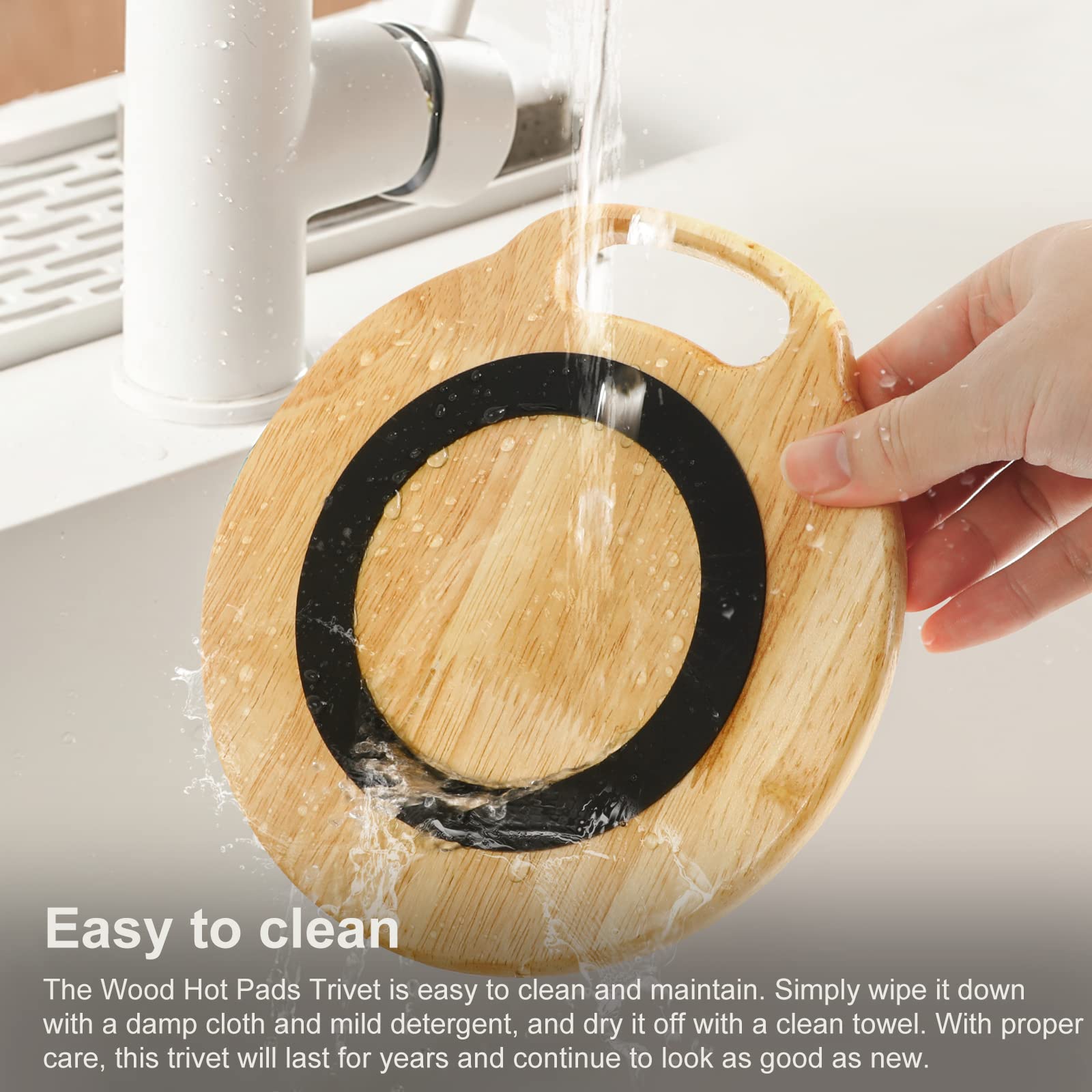 4 Pack Wooden Trivets Hot Dishes,Wooden Trivets Hot Pots And Pans,100% Natural Beech Wood,Anti-Slip, Versatile, Durable