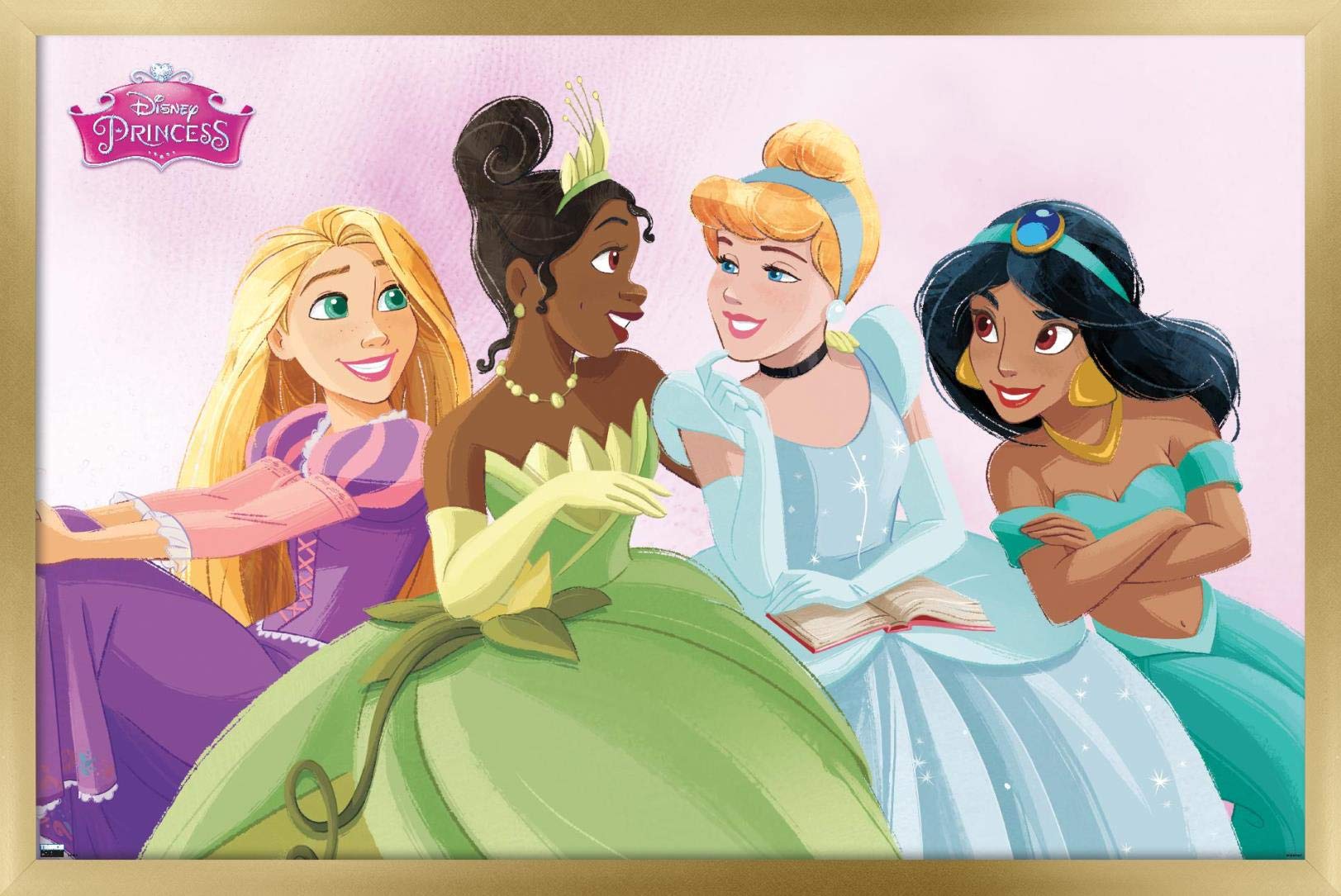 Trends International Disney Ultimate Princess Celebration-Group Wall Poster, 14.725'' X 22.375'', Gold Framed Version