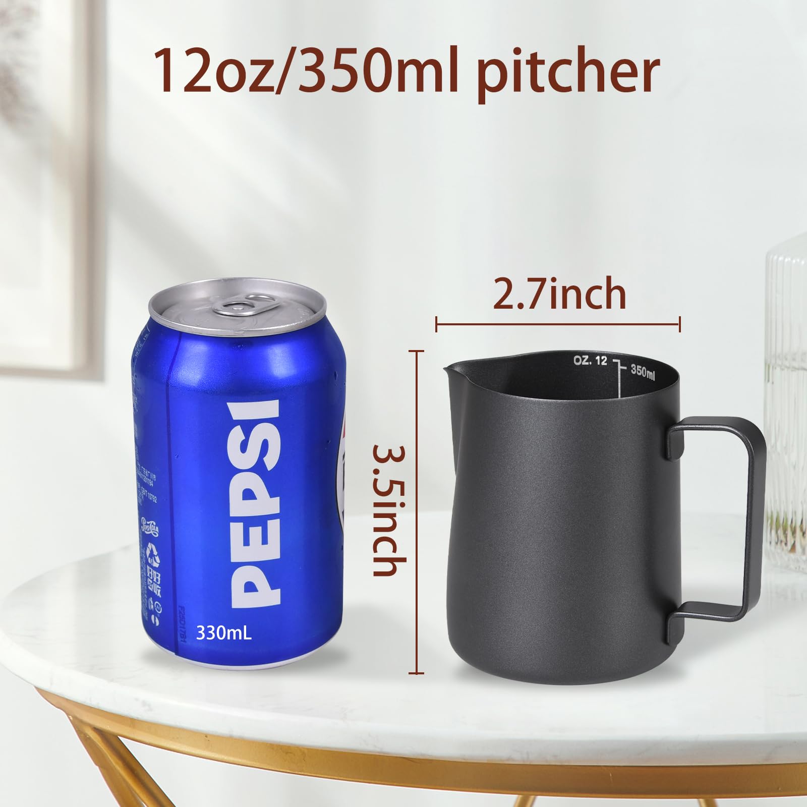 Milk Frothing Pitcher  12OZ/350ML Stainless Steel Espresso Steaming Pitcher Coffee Milk Frother Cup with Decorating Art Pen for Espresso Machine  Milk Frother  Latte Art