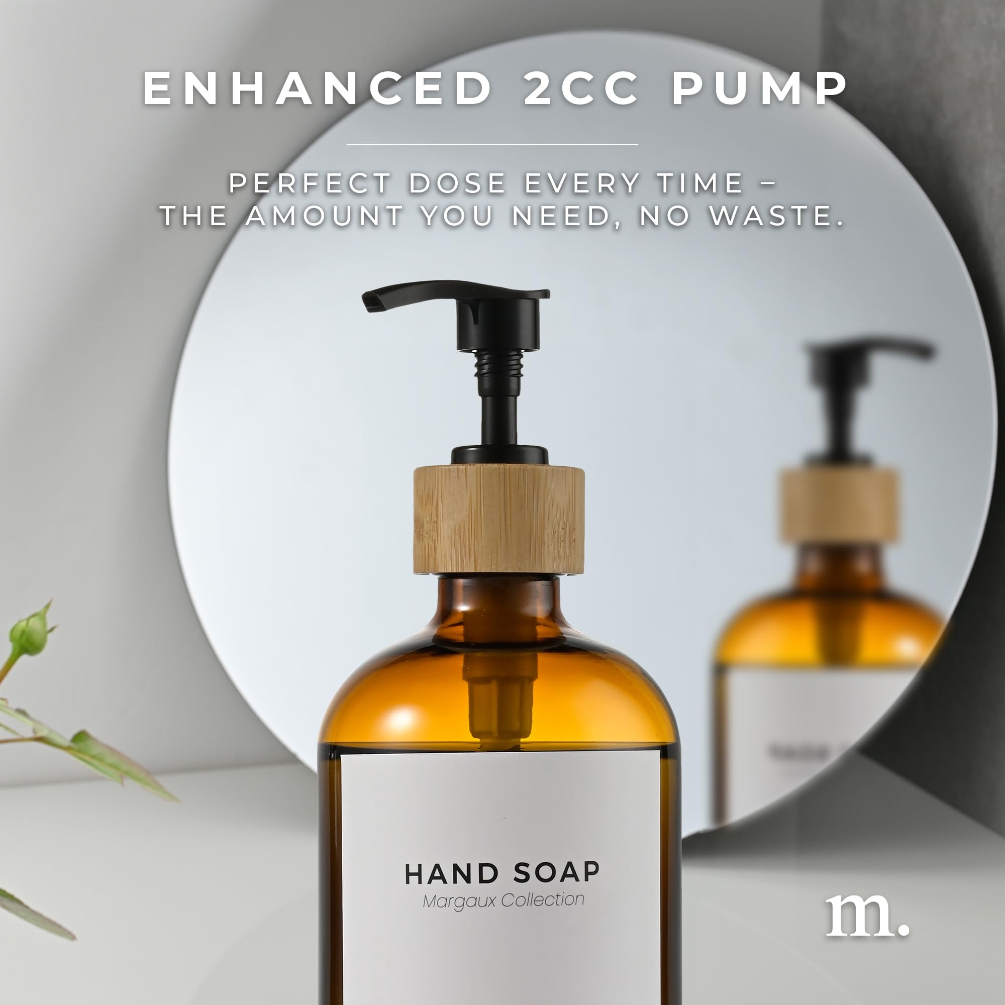 Maisonovo Hand Soap Dispenser | 16.9 Fl Oz Amber Glass Soap Dispenser With Bamboo Pump