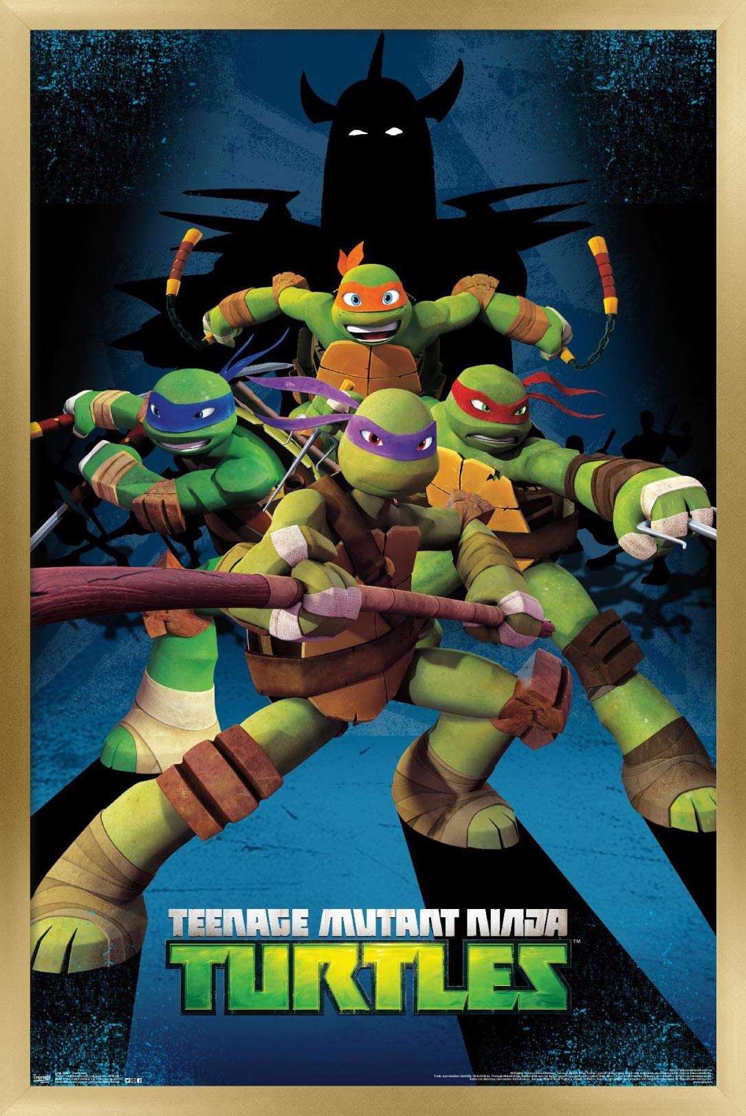 Trends International Nickelodeon Teenage Mutant Ninja Turtles - Assemble Wall Poster, 14.725'' X 22.375'', Gold Framed Version