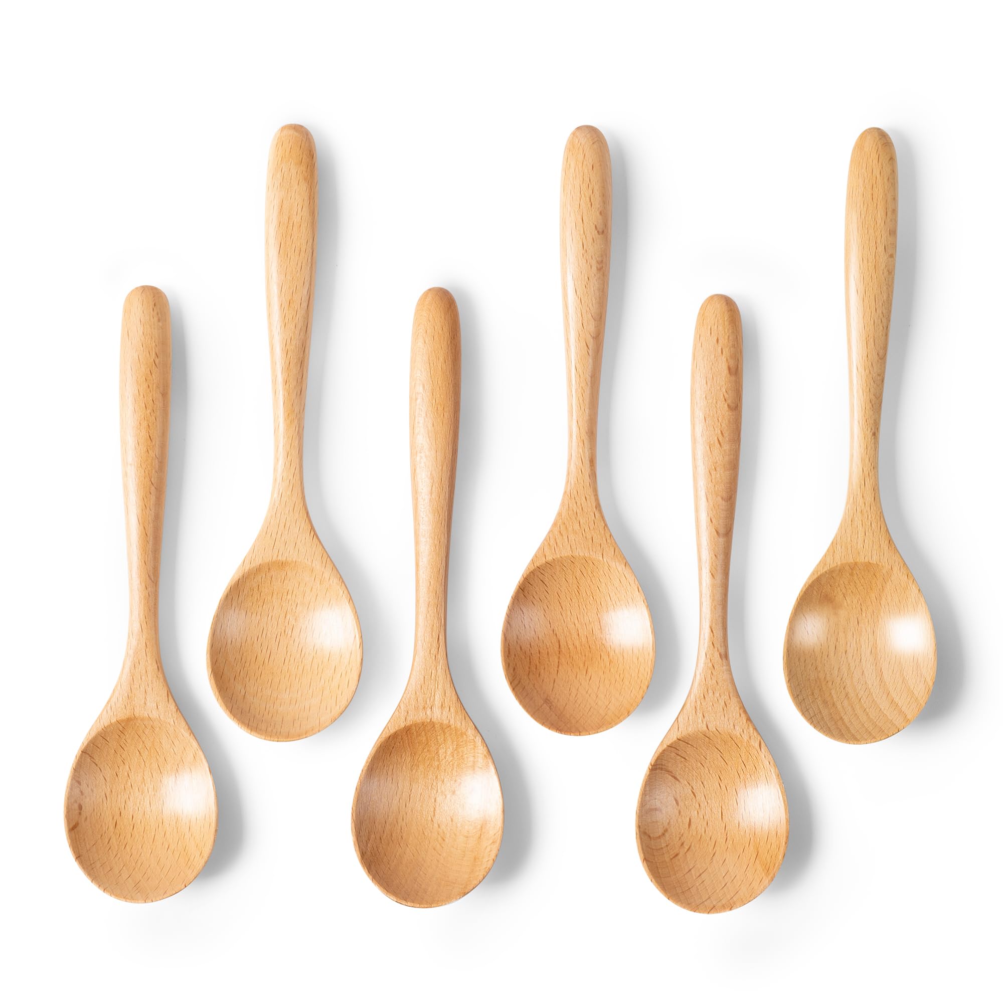 Hefild 6 Pcs Wooden Spoons For Honey, 6.7 Inch Small Wooden Spoons - Perfect For Tea, Coffee & Soup, Little Beech Wooden Serving