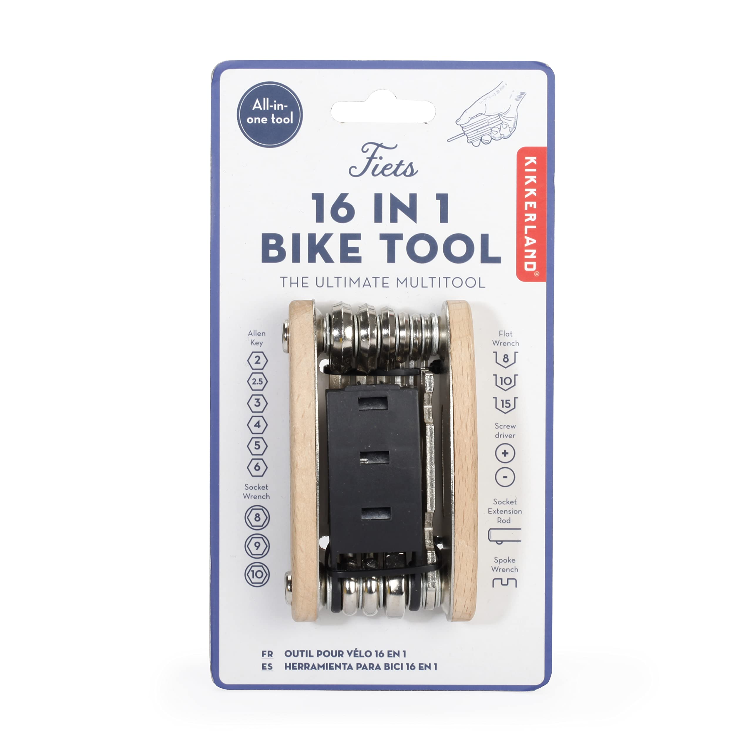 Kikkerland Compact 16 In 1 Bike Tool Bicycle Repair On The Go Edc, Bike Accessories