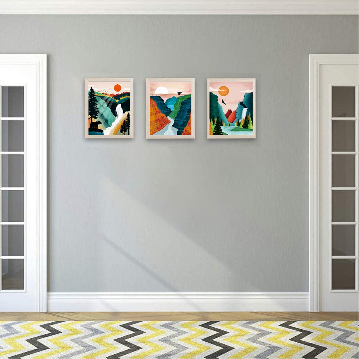 National Park Poster ,National Parks Art Prints,Nature Wall Art,Mountain Print Set Abstract Prints Of Mountain Wall Art, Yellows